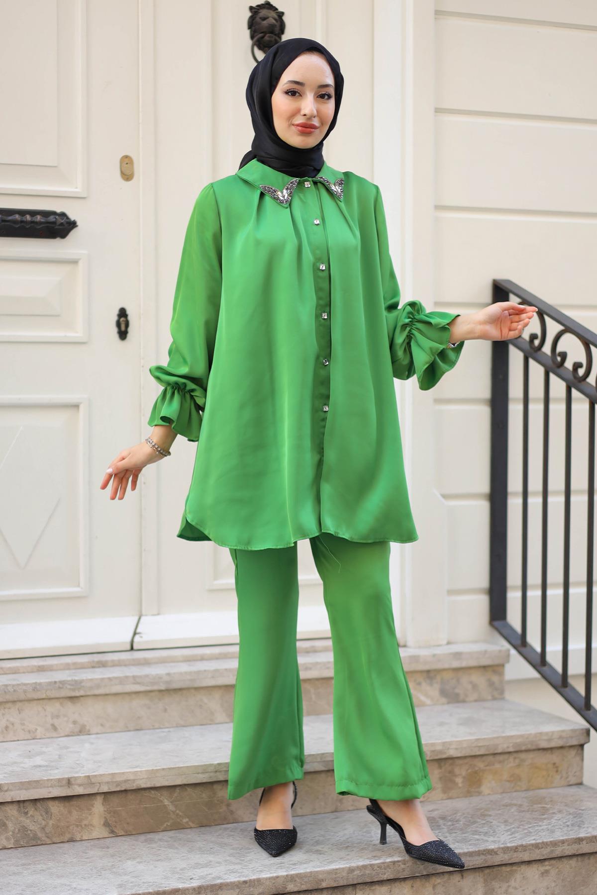 Galia Taşlı Takım Yeşil