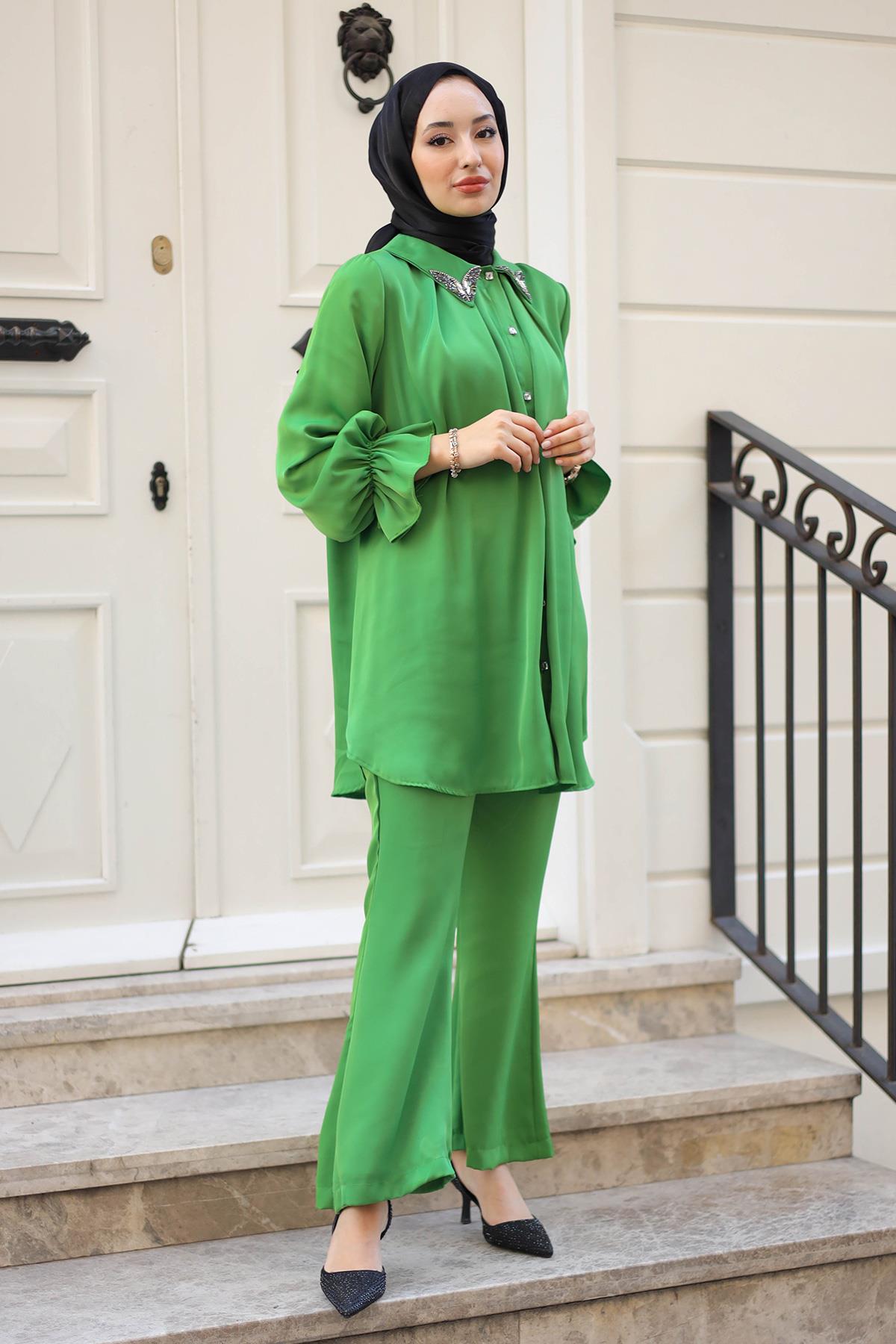 Galia Taşlı Takım Yeşil