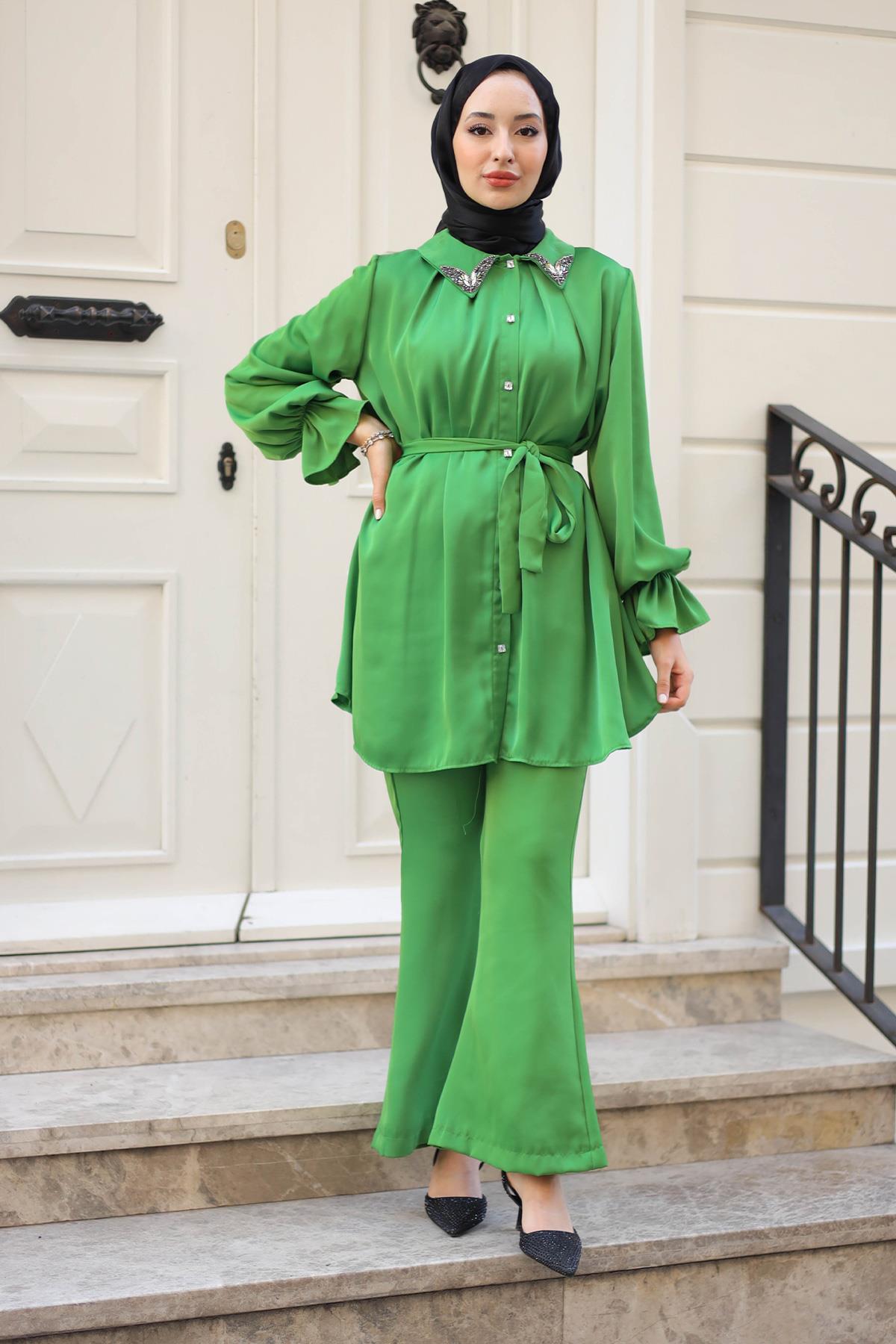 Galia Taşlı Takım Yeşil