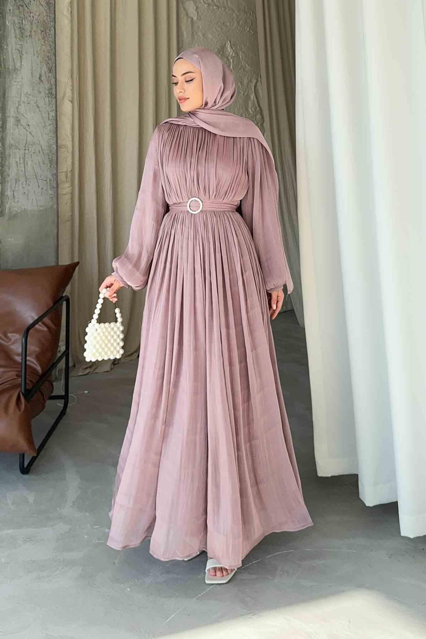 Gold Deren Evening Dress Dusty Rose