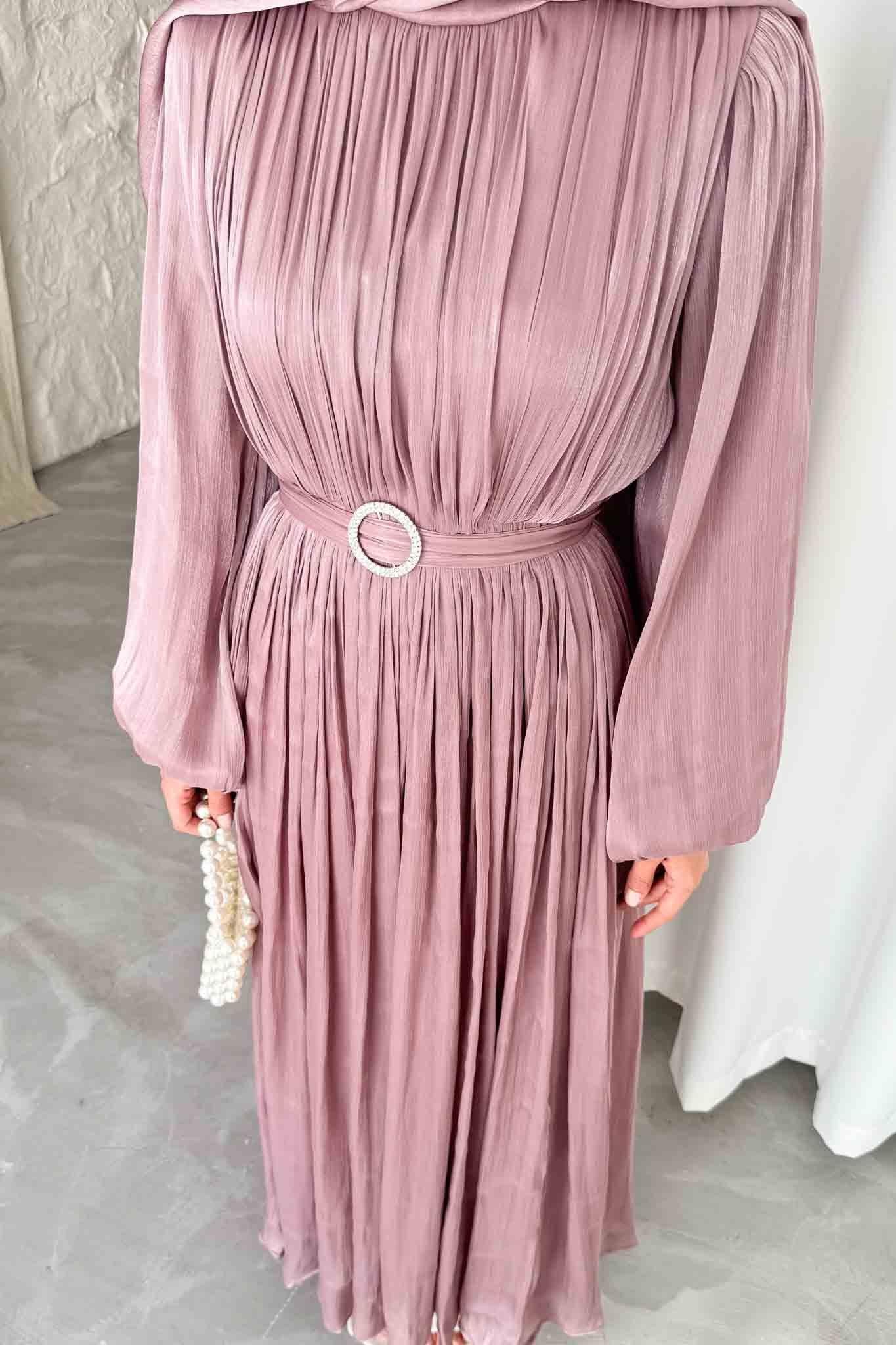 Gold Deren Evening Dress Dusty Rose