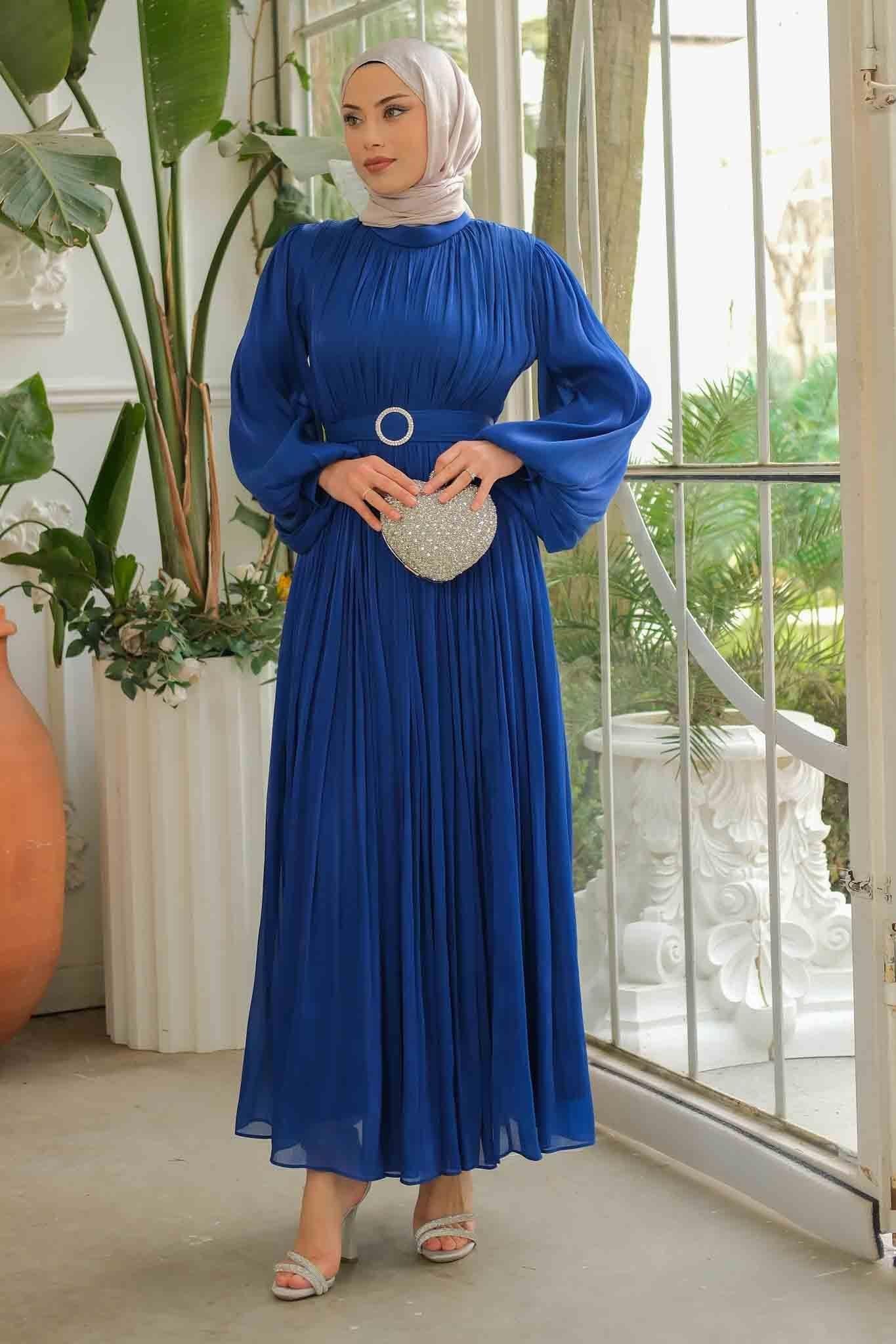 Gold Deren Abiye Elbise Saks