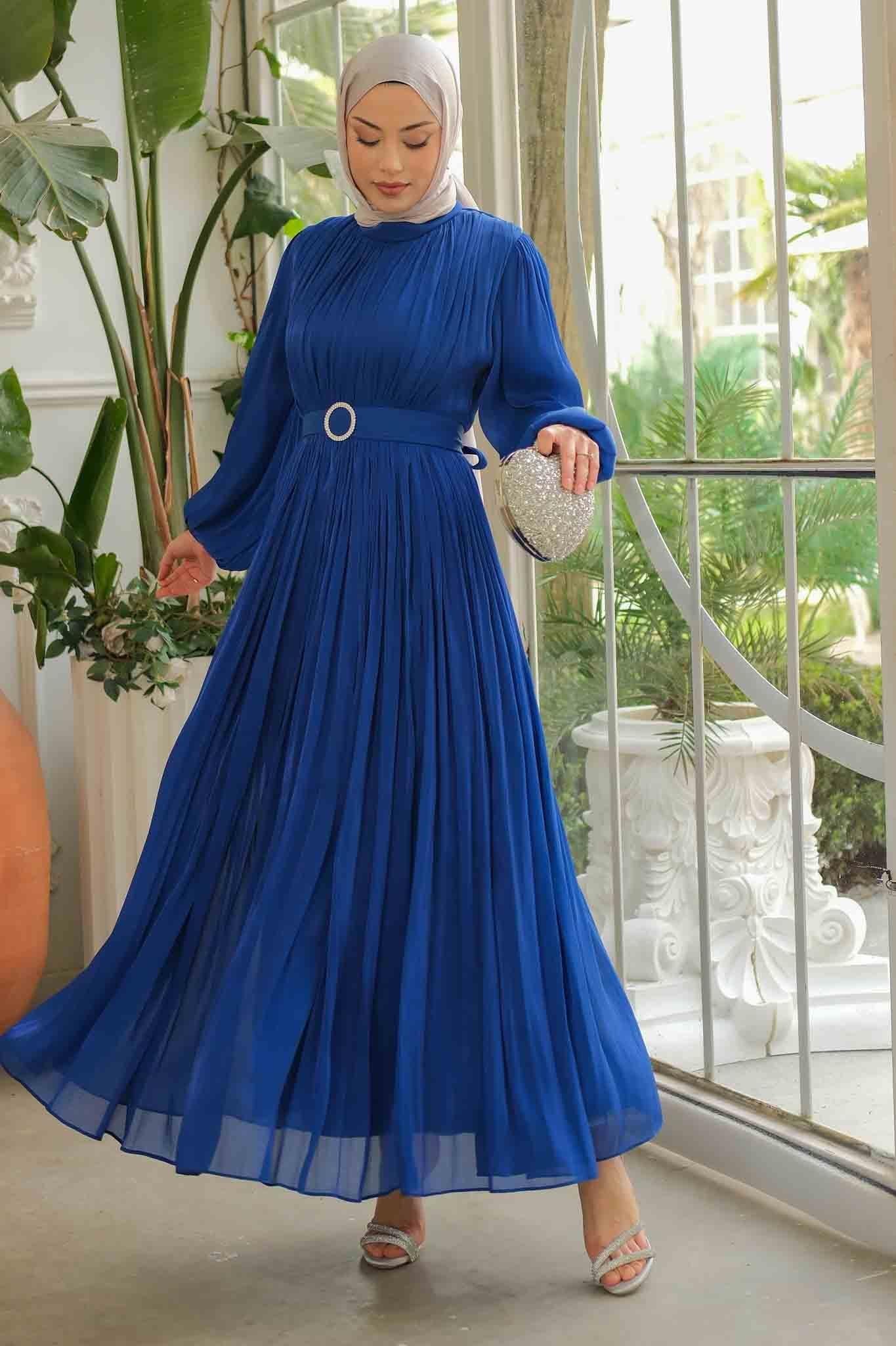 Gold Deren Abiye Elbise Saks