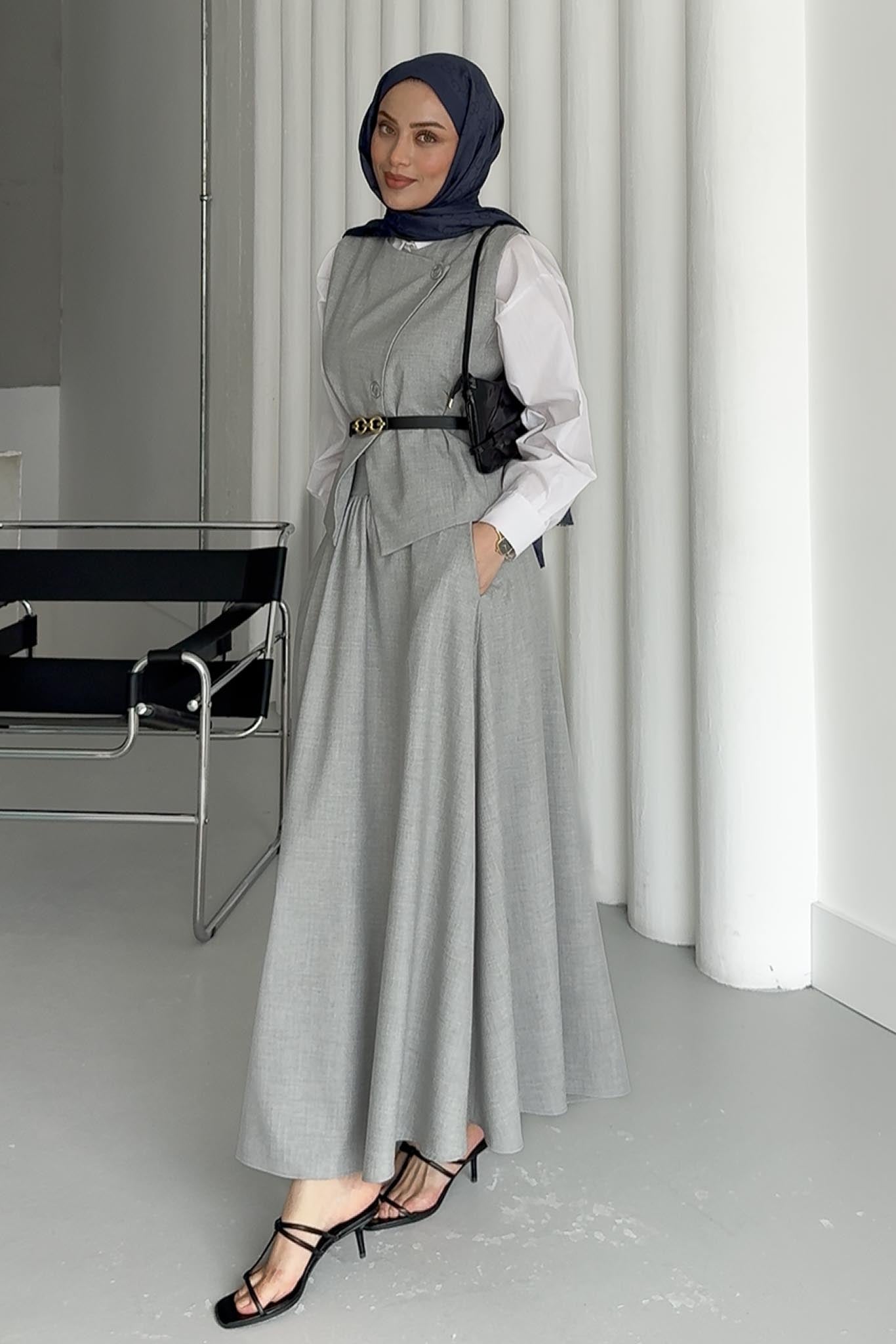 İsabel Etekli Takım Gri
