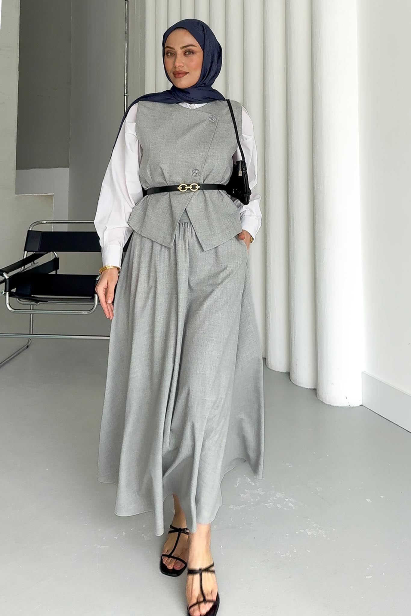 İsabel Etekli Takım Gri