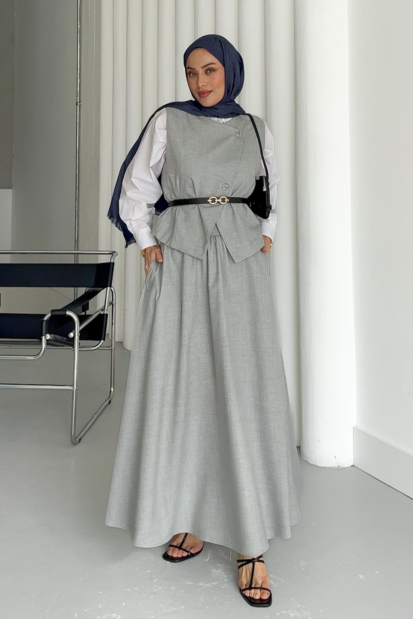 İsabel Etekli Takım Gri