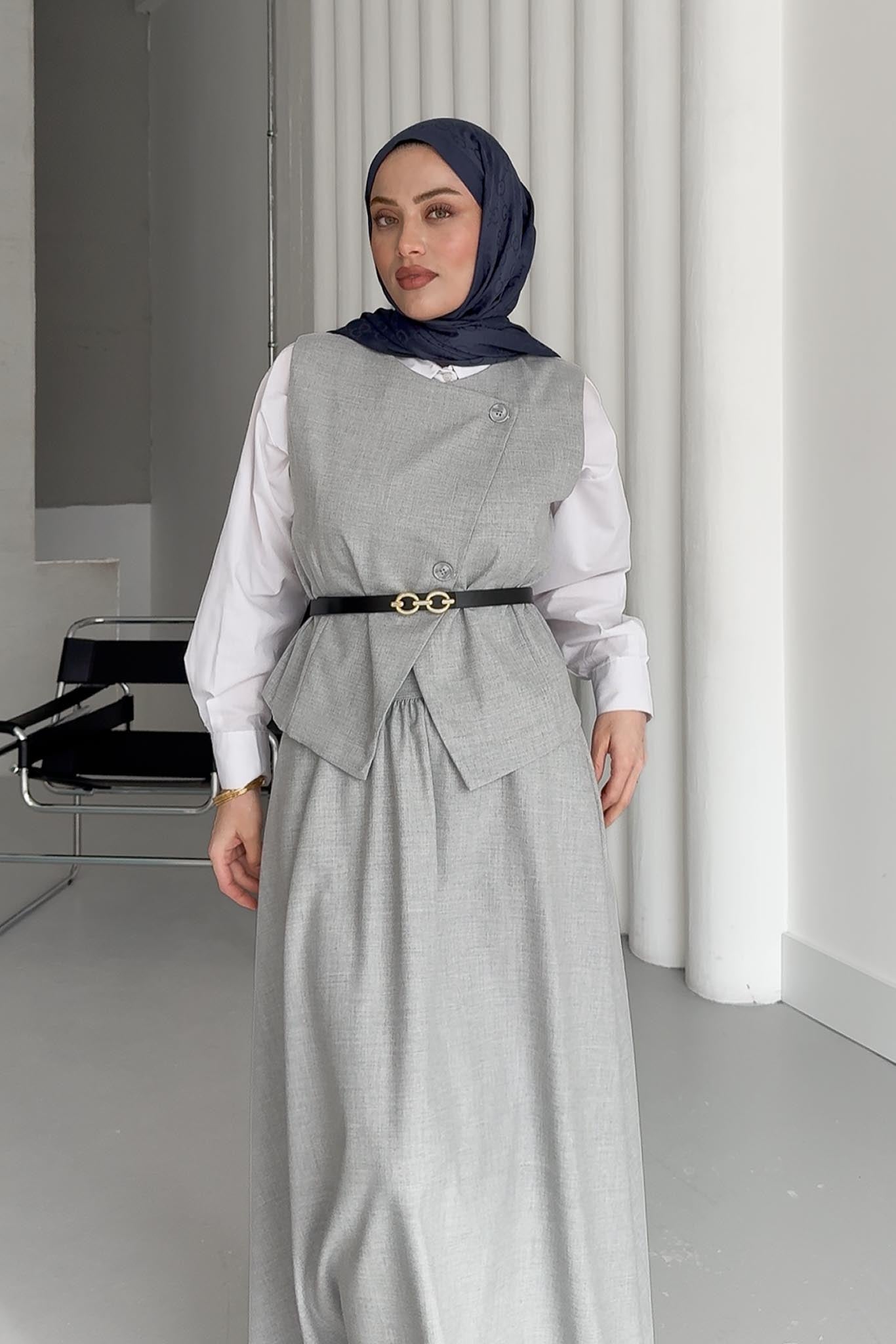 İsabel Etekli Takım Gri