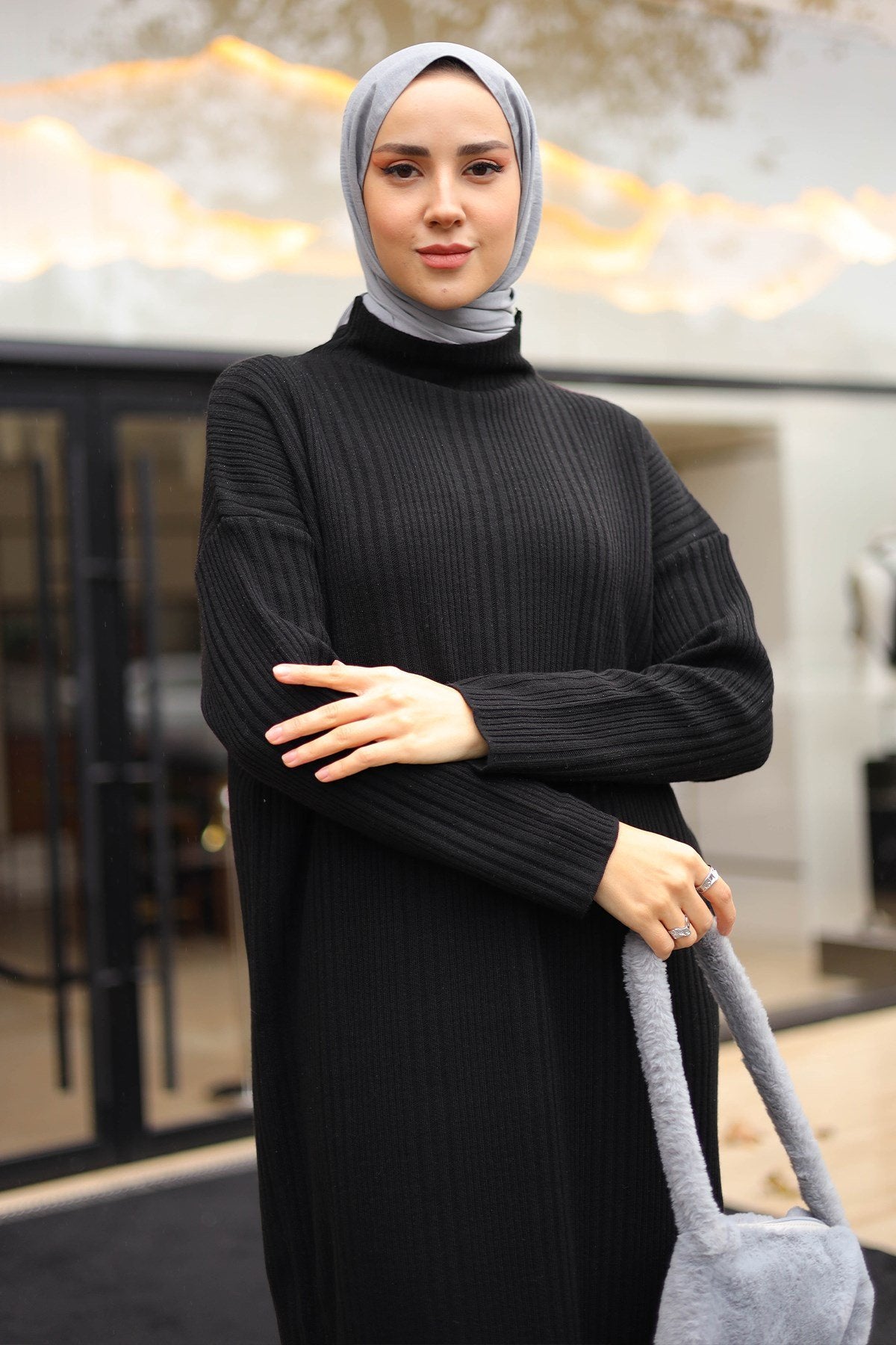 Jessica Triko Elbise Siyah