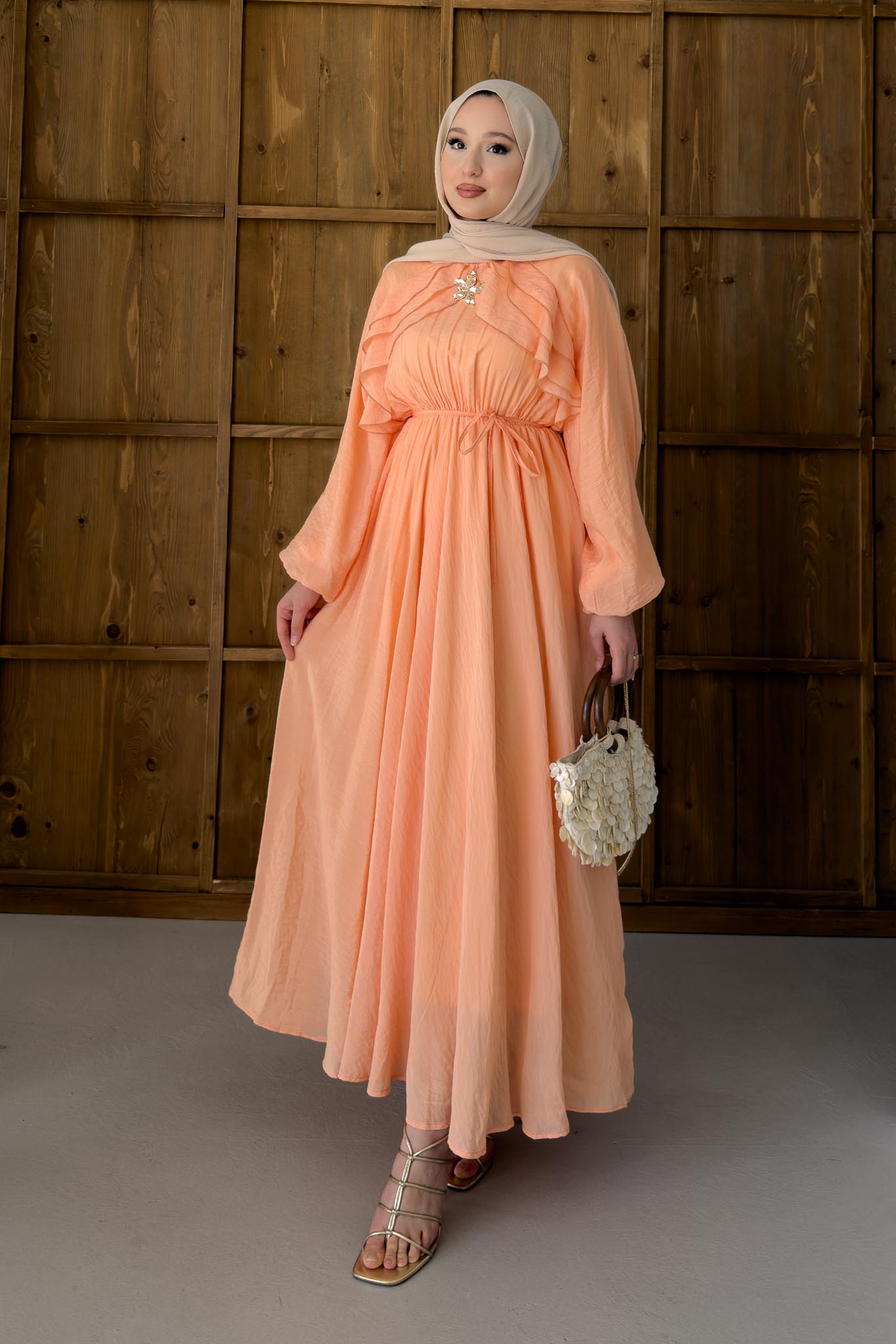 Gold Deren Evening Dress Dusty Rose