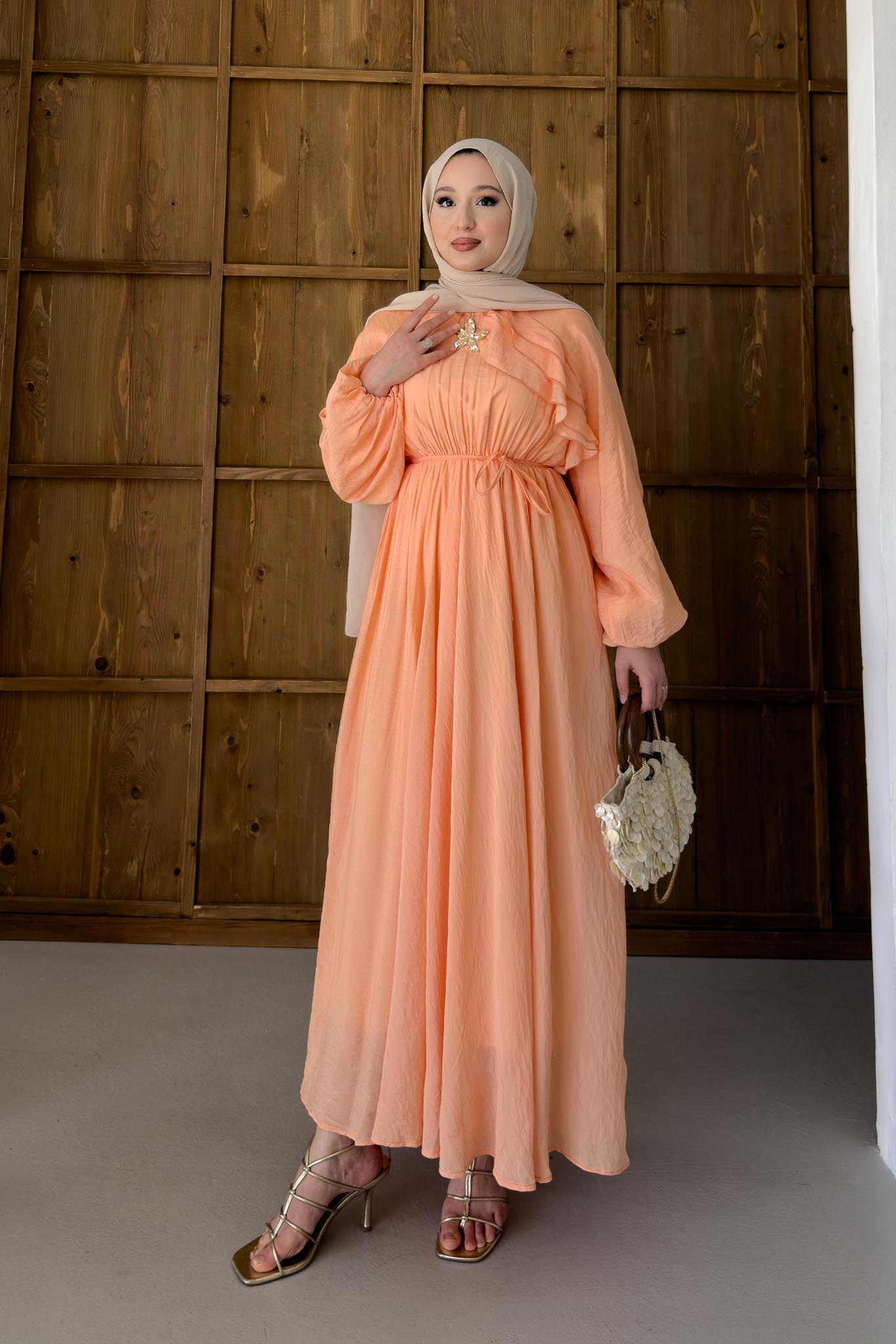 Gold Deren Evening Dress Dusty Rose