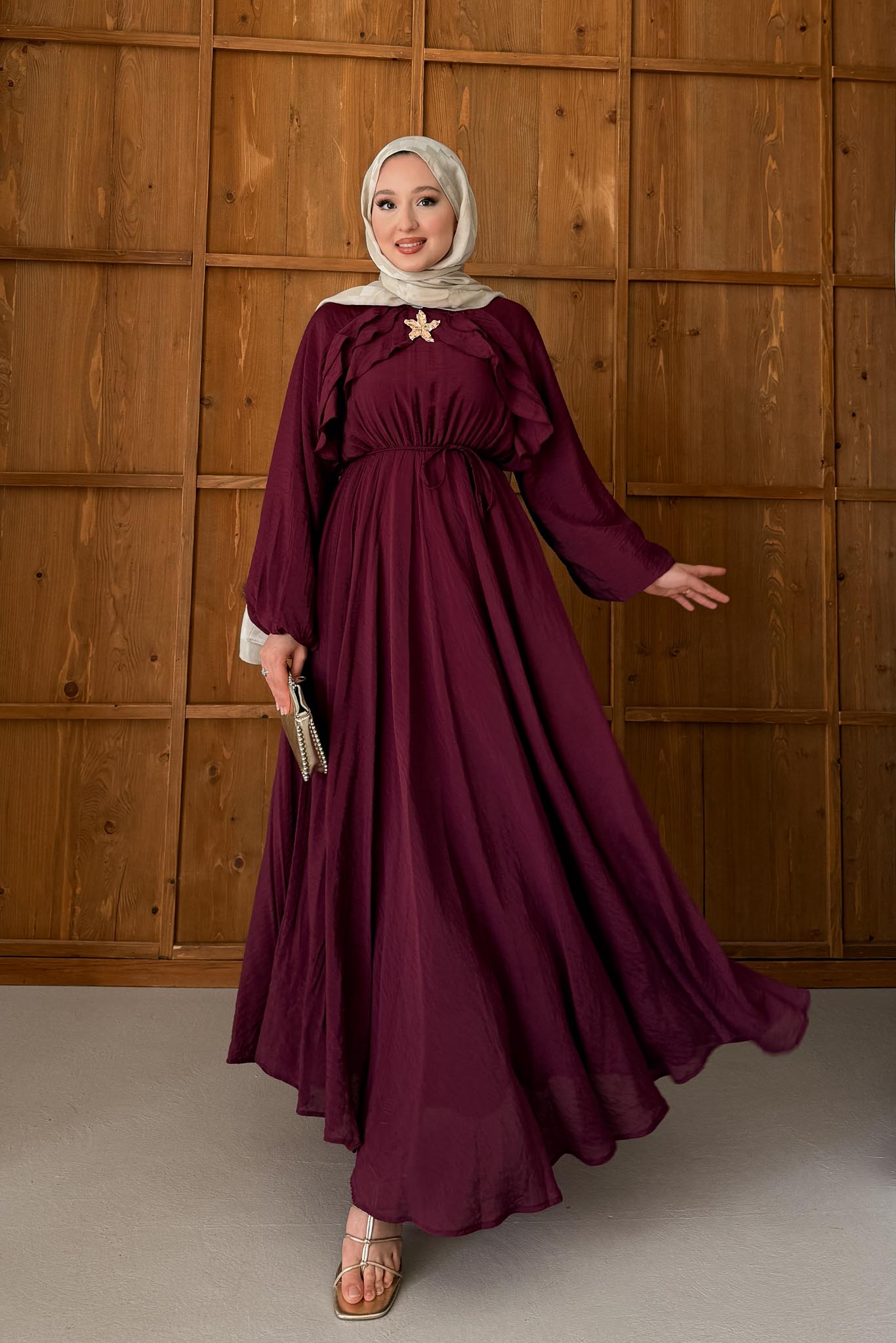 Gold Deren Evening Dress Dusty Rose
