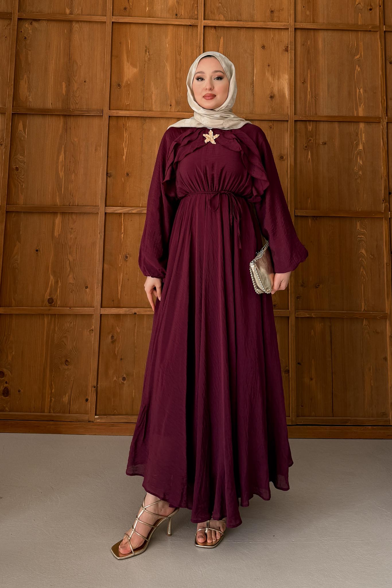 Gold Deren Evening Dress Dusty Rose