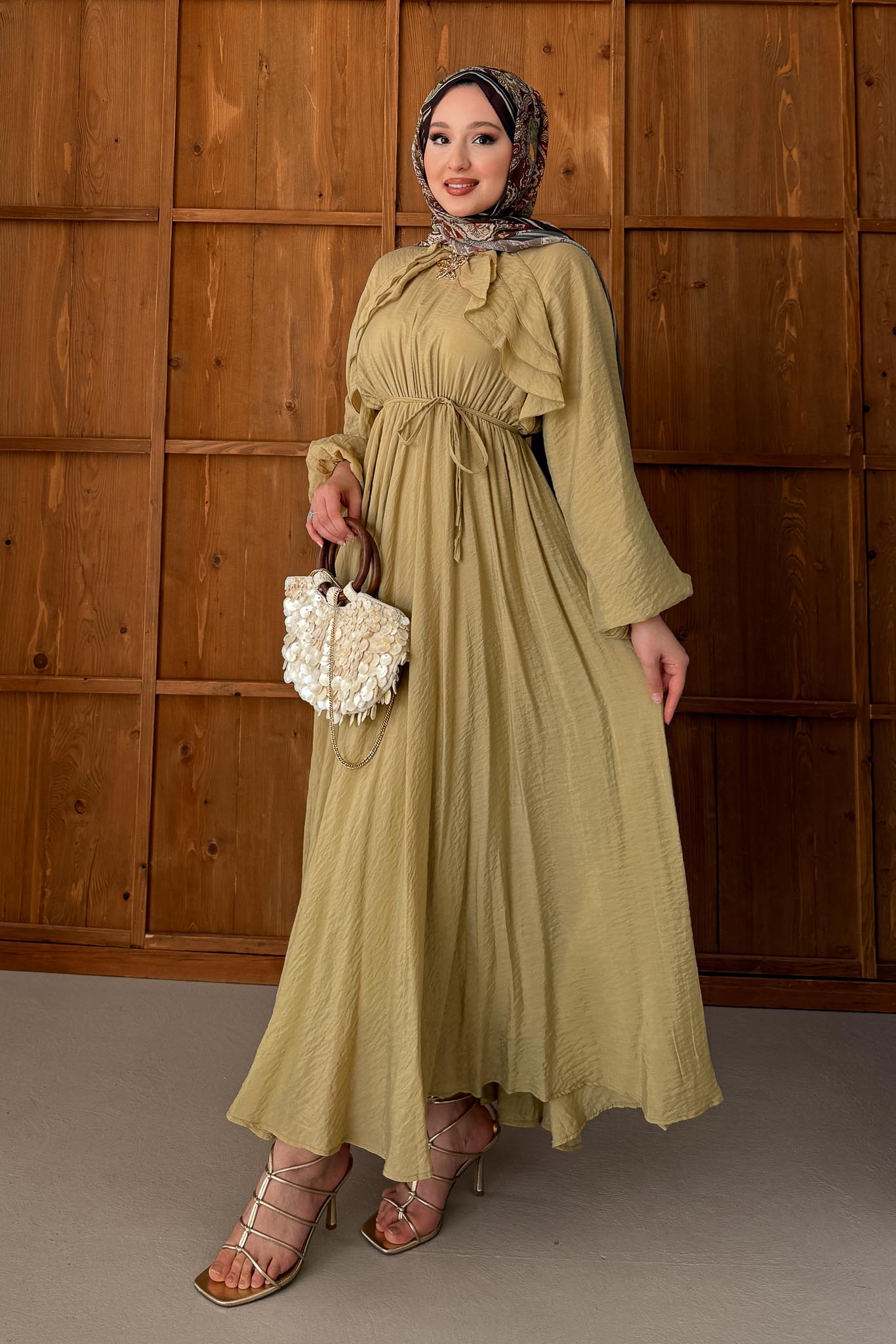 Gold Deren Evening Dress Dusty Rose