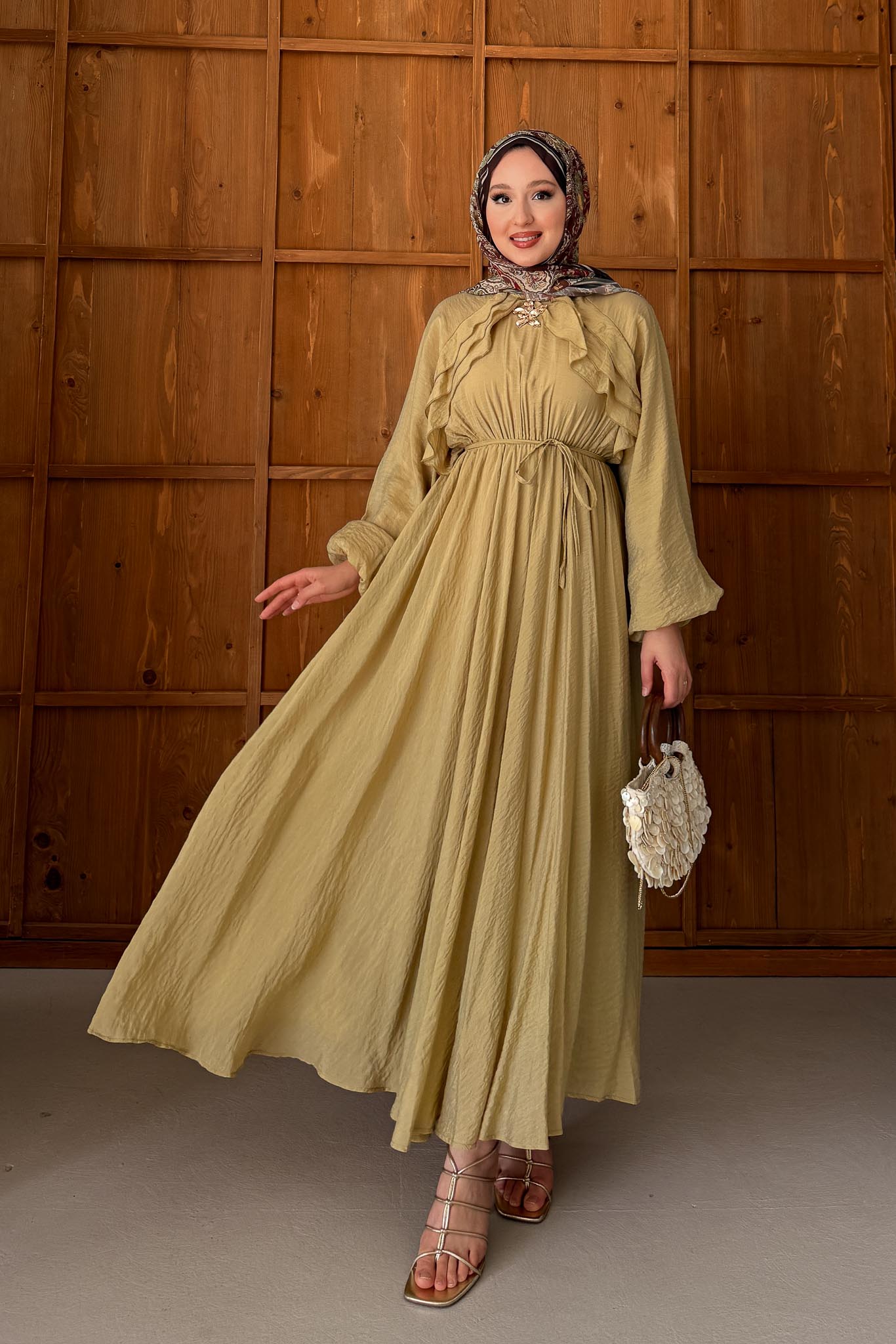 Gold Deren Evening Dress Dusty Rose