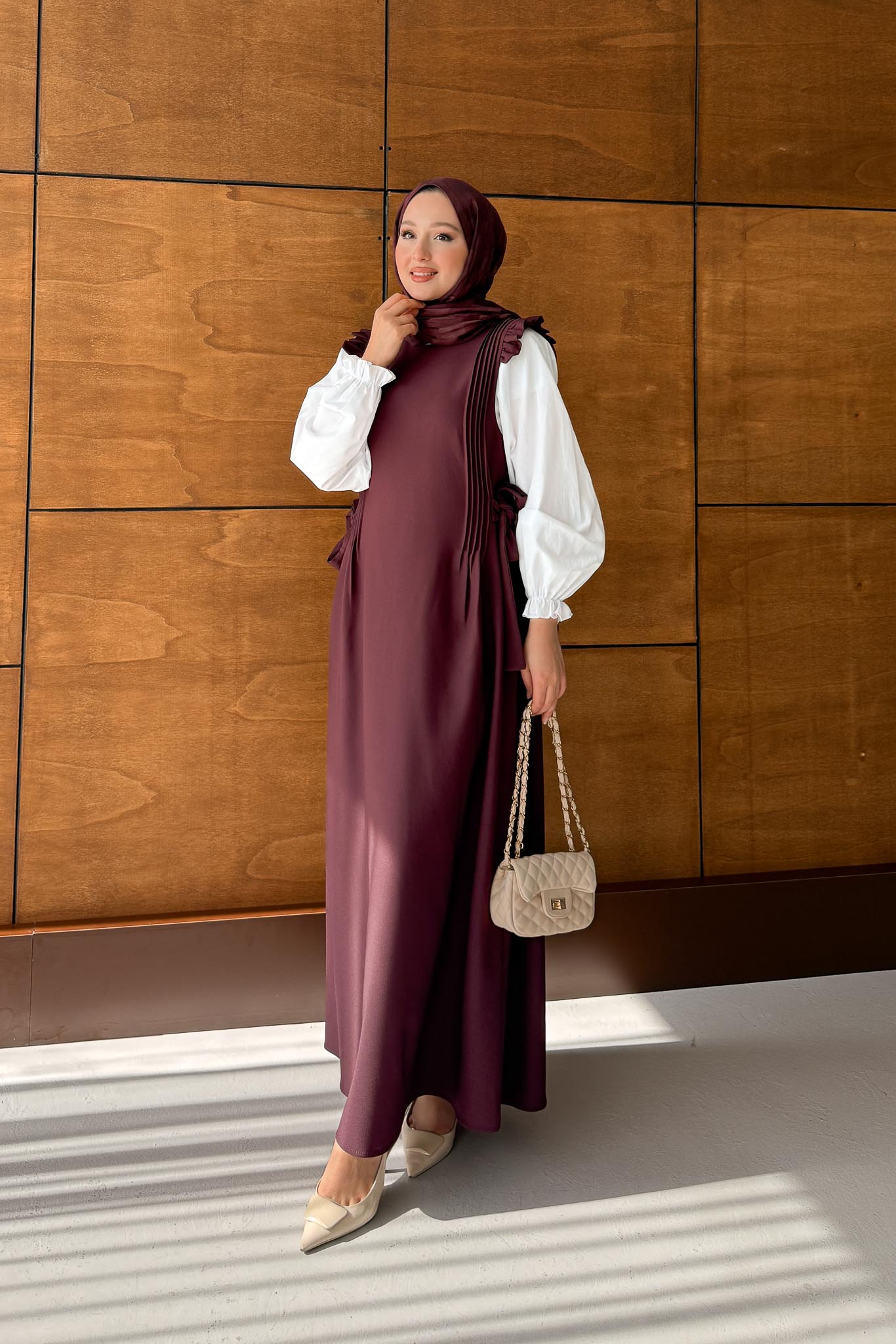 Suit Jile Elbise Bordo