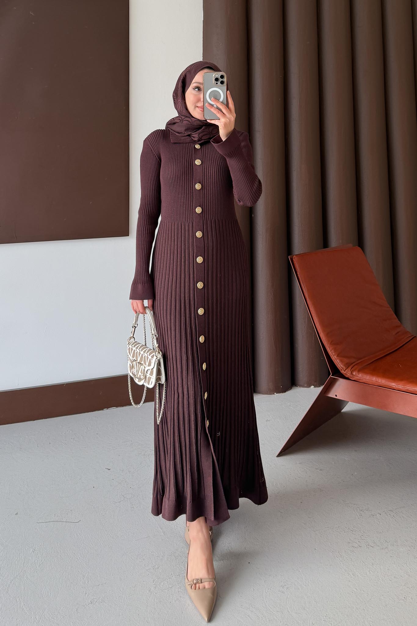 Aller Merserize Elbise Acı Kahve