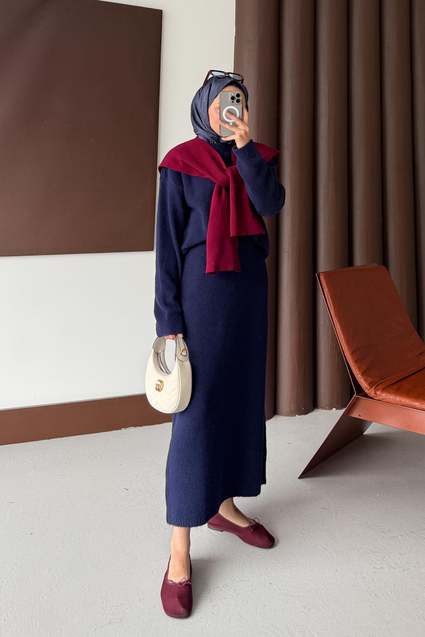 Diaz Angora Dokulu Etek Takım Lacivert