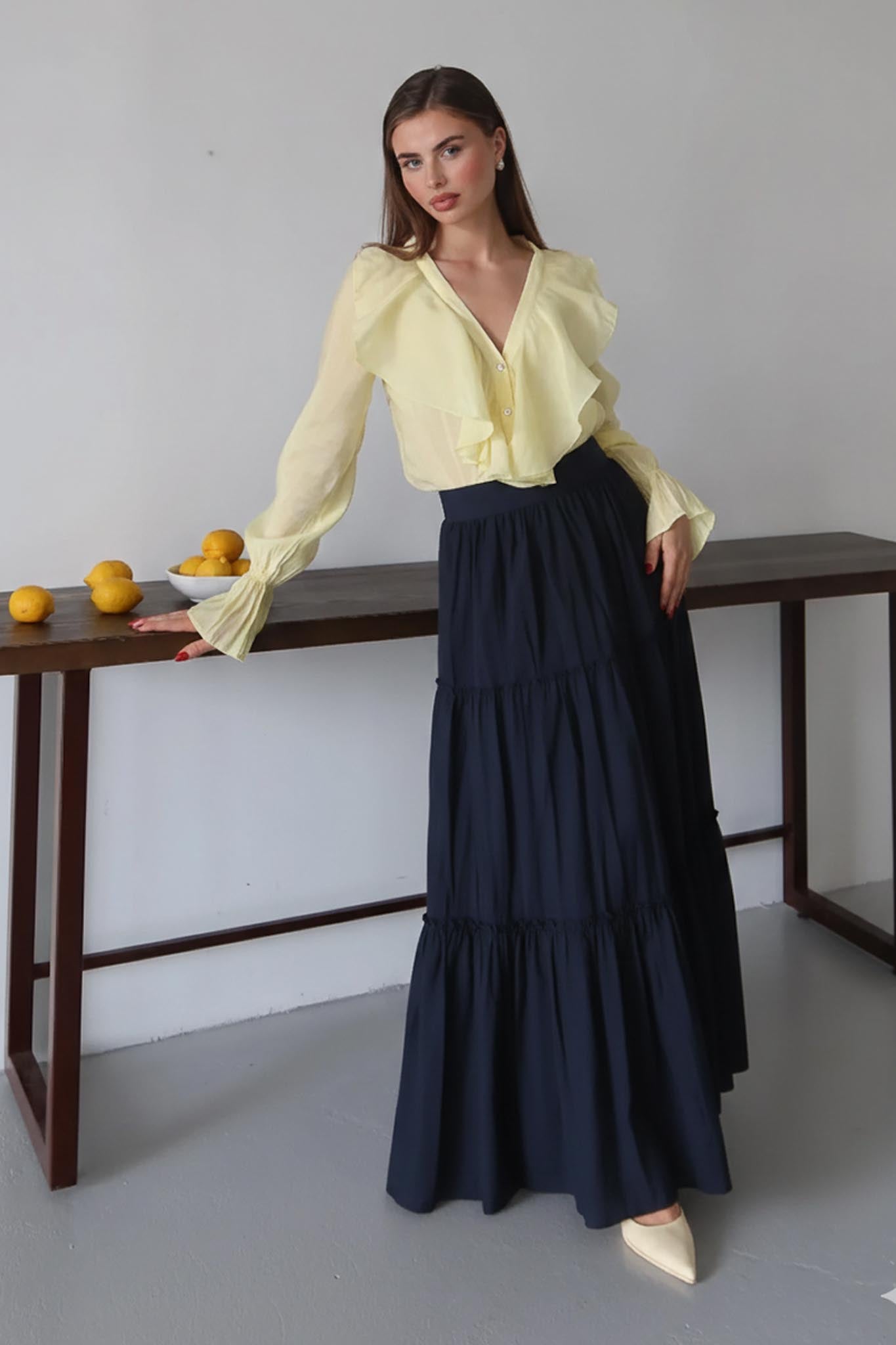 Tied Linen Skirt Beige