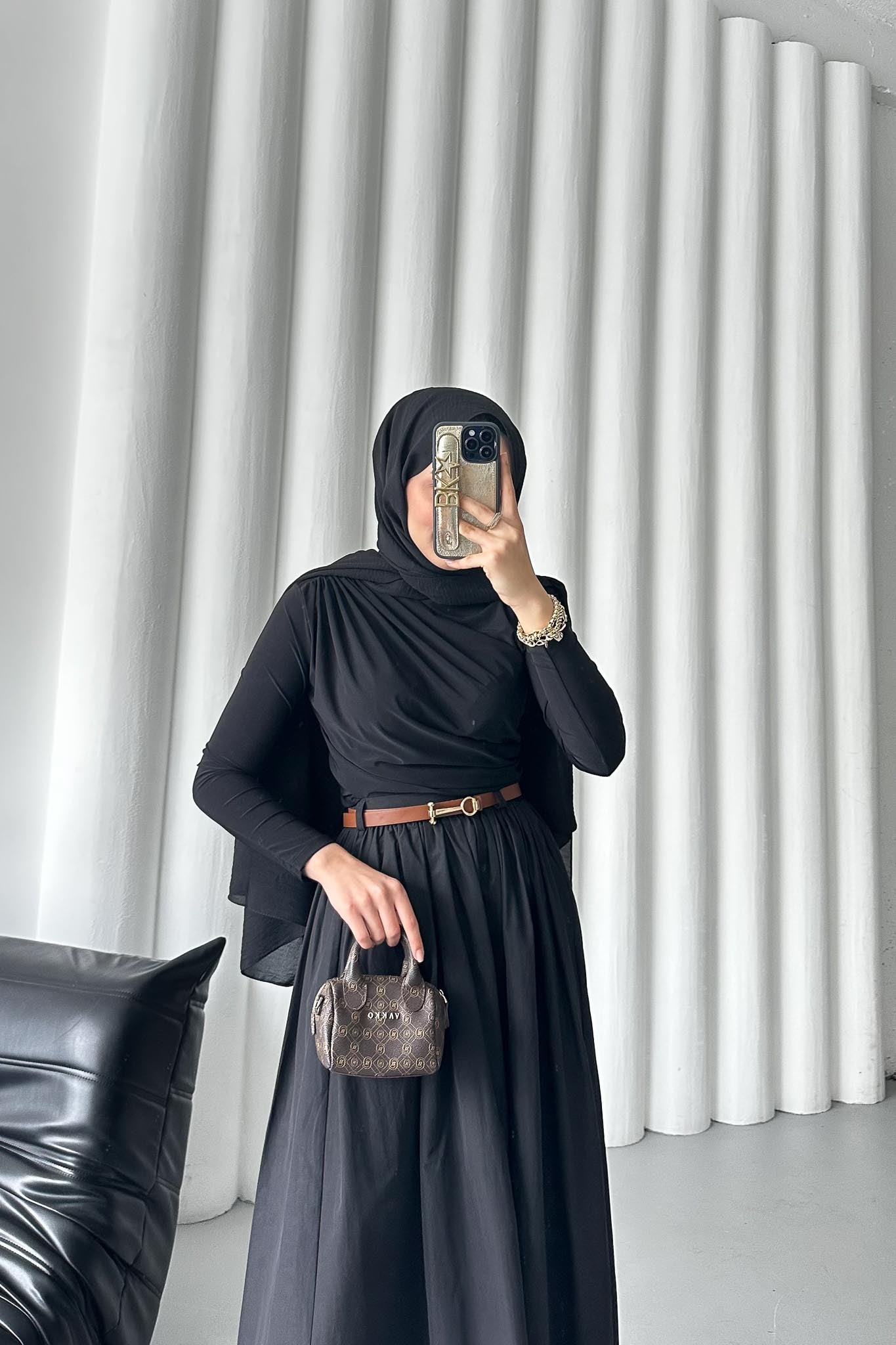 Kemerli Etek Siyah