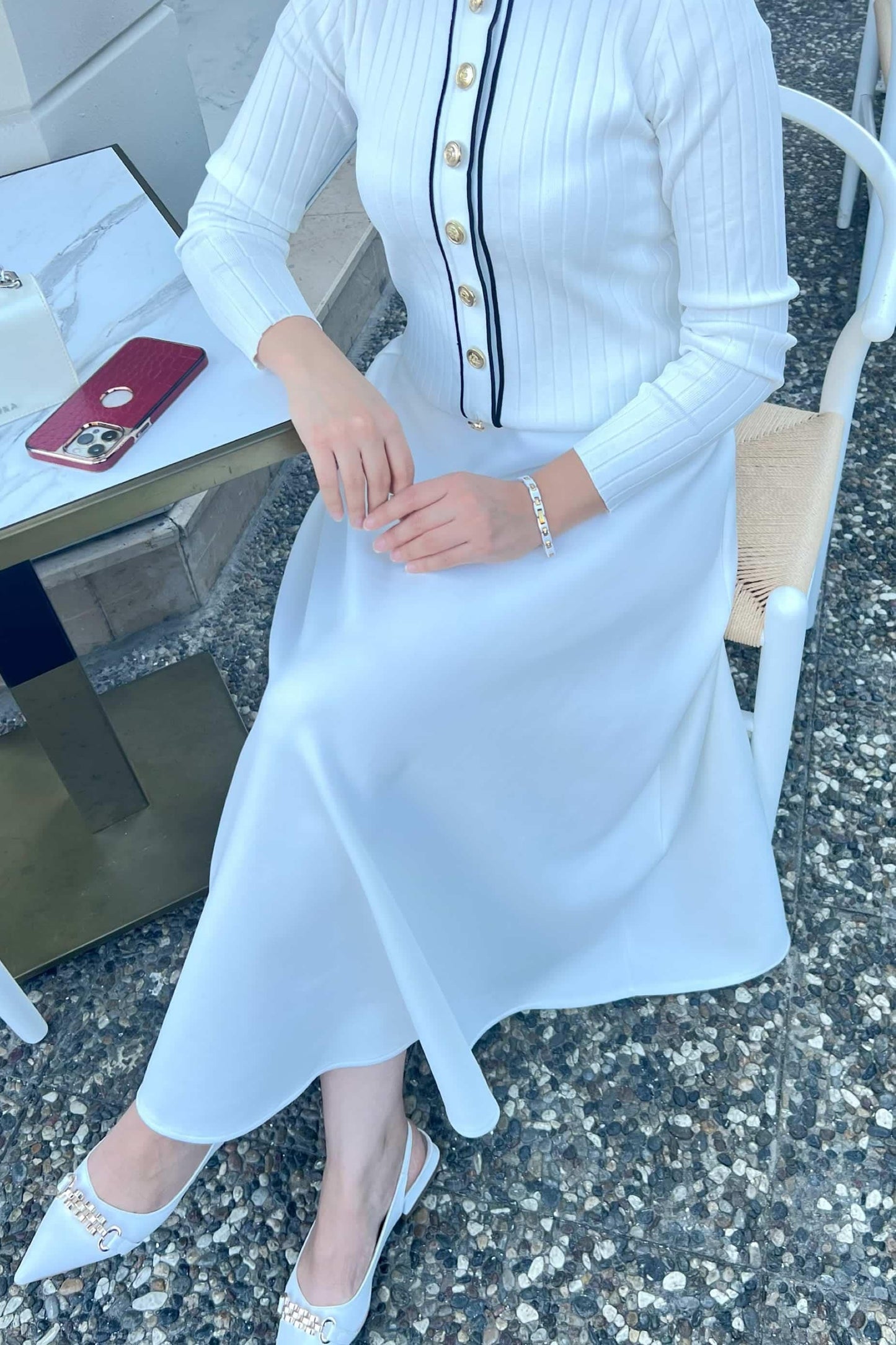 Kloş Etek Beyaz