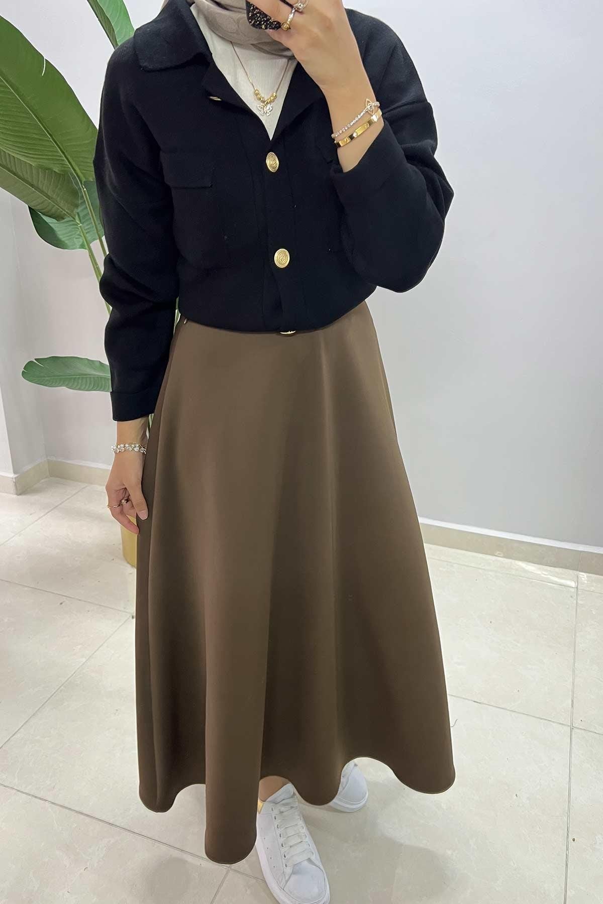 Kloş Etek Kahverengi