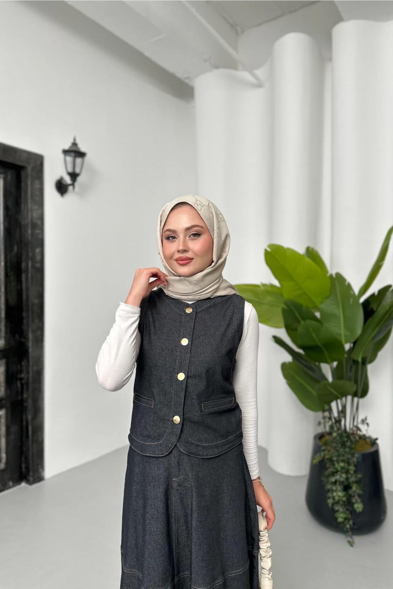 Yelekli Kot Takım Siyah