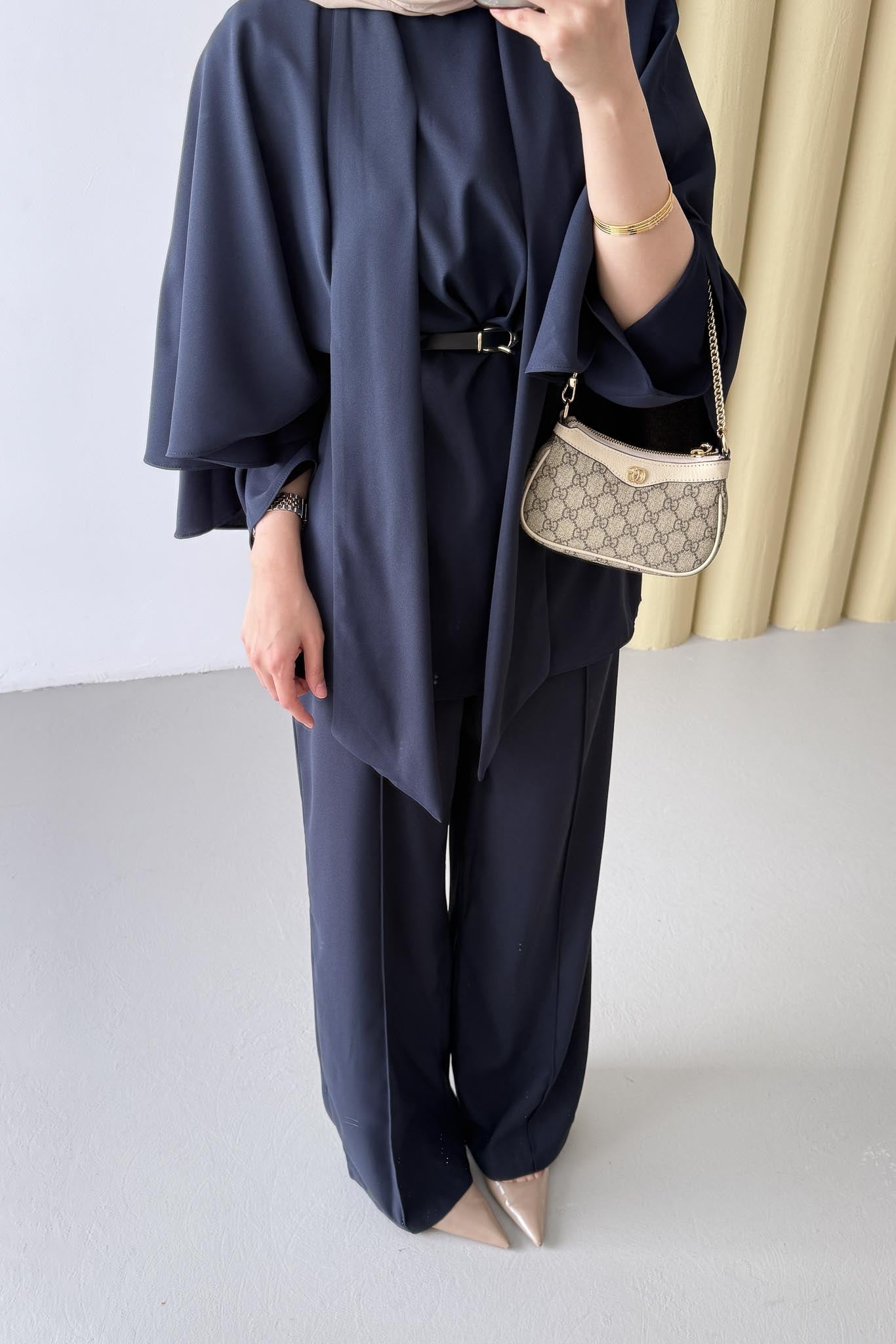 Lanse Kemerli Ceket Takım Lacivert