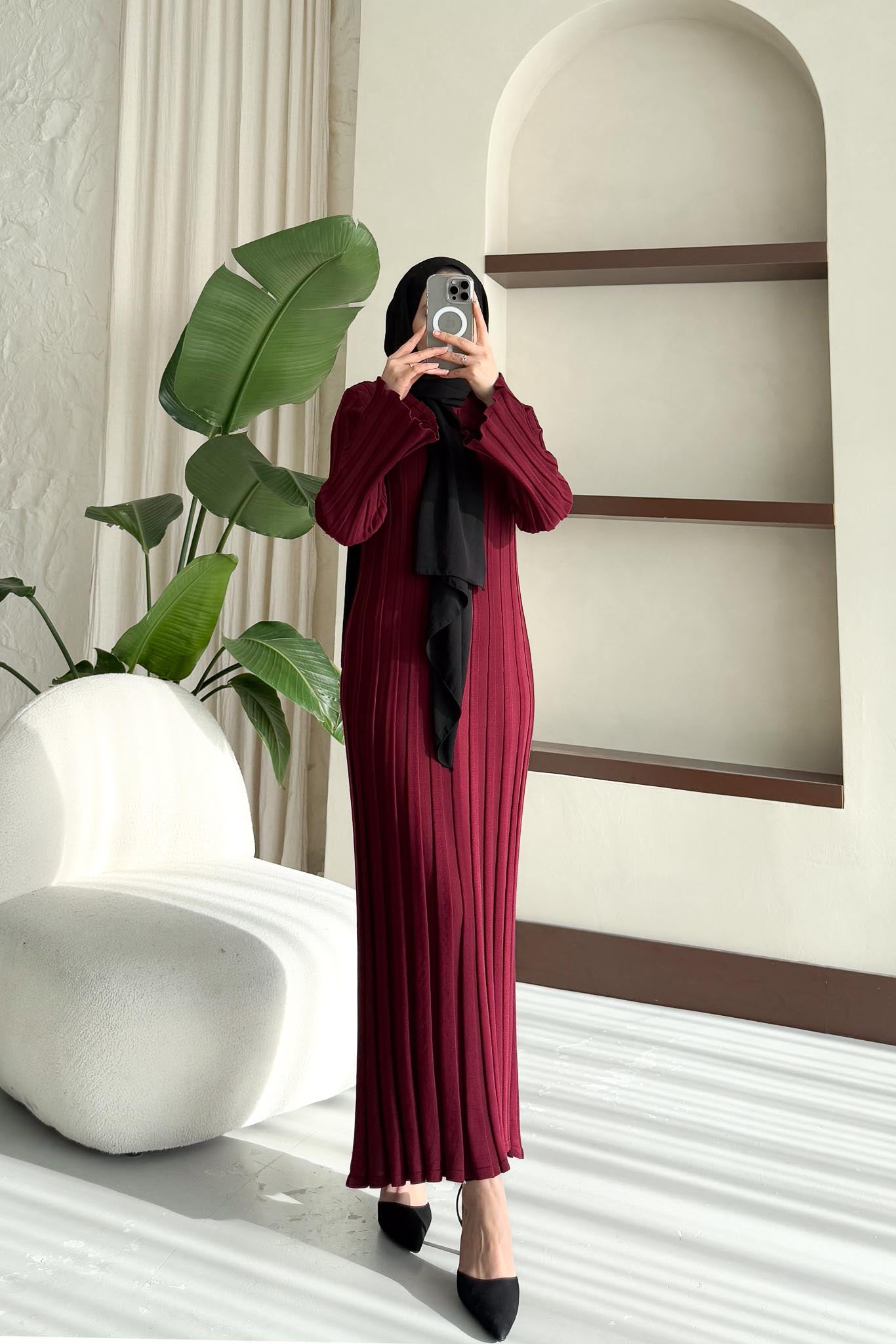 Fortune Pilise Elbise Bordo