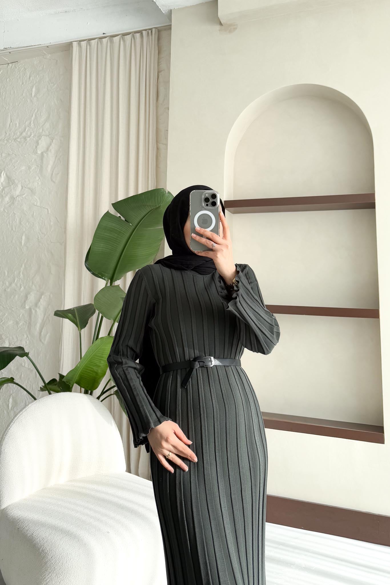 Fortune Pilise Elbise Haki