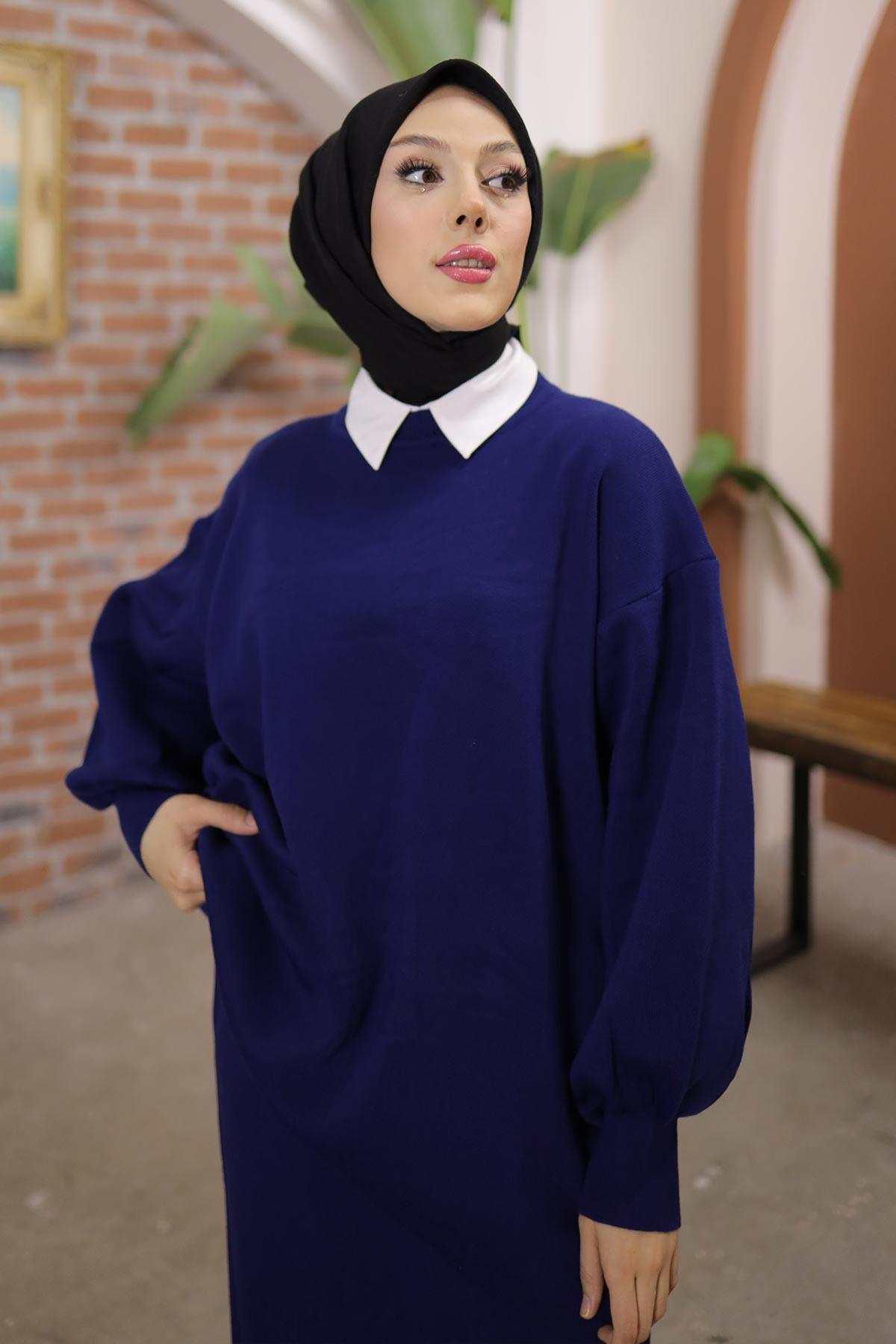 Minimal Balon Kollu Takım Lacivert