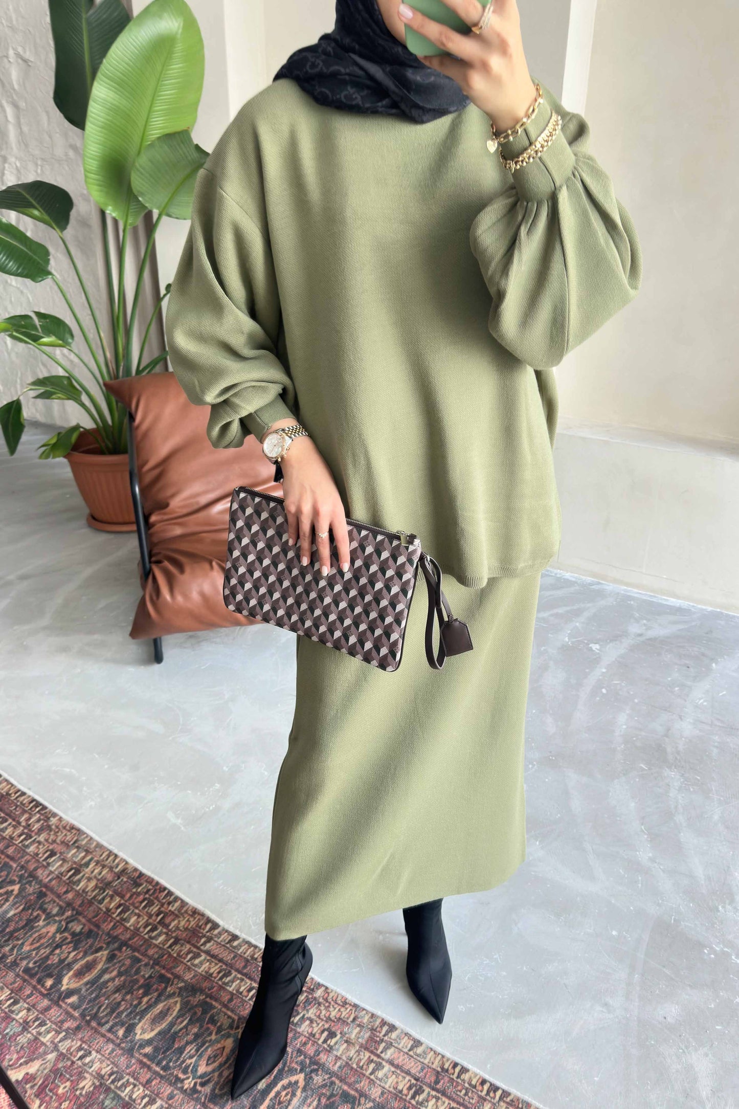 Minimal Balon Kollu Takım Su yeşili