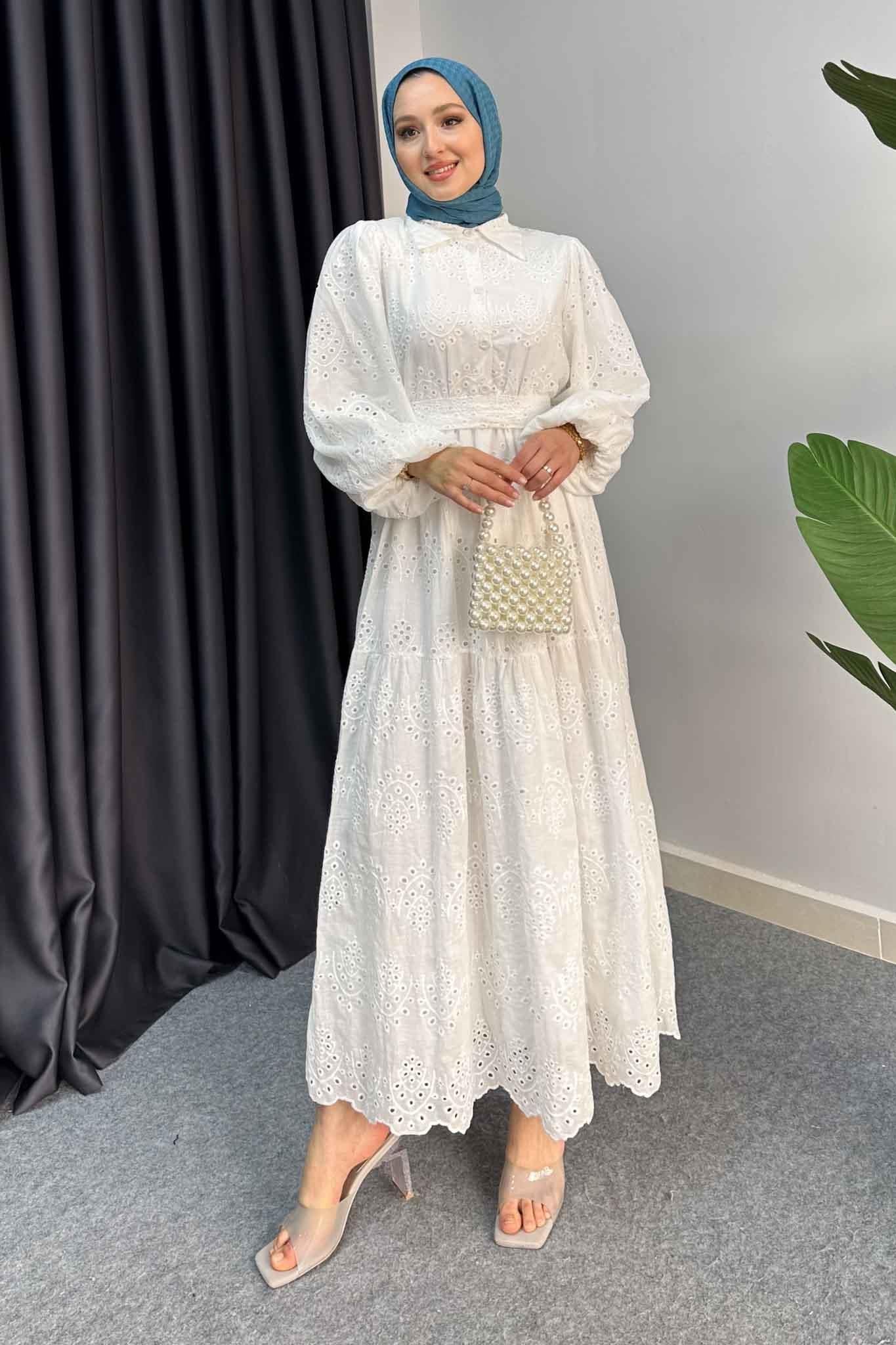 Mona Dantel Elbise Beyaz