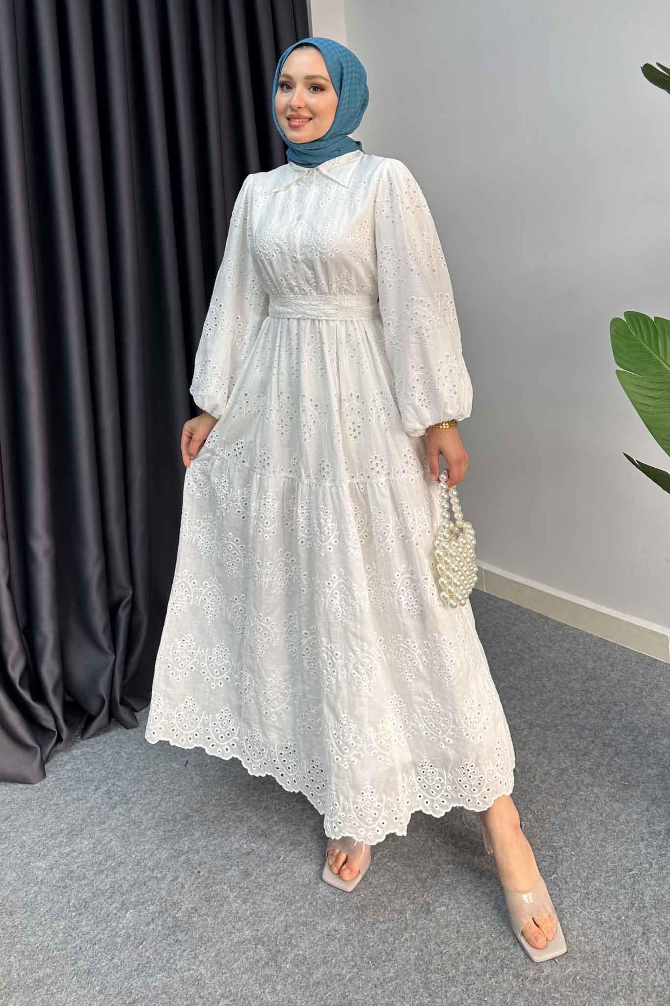 Mona Dantel Elbise Beyaz