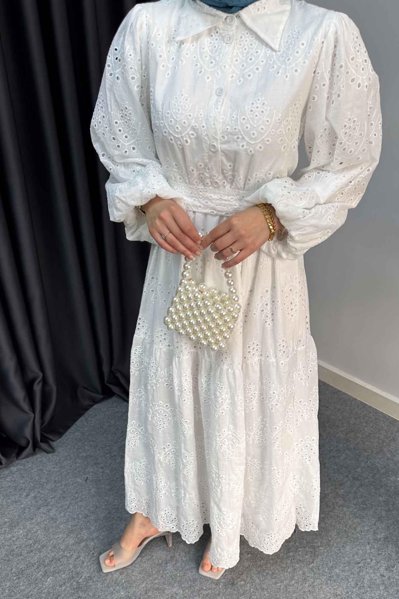 Mona Dantel Elbise Beyaz