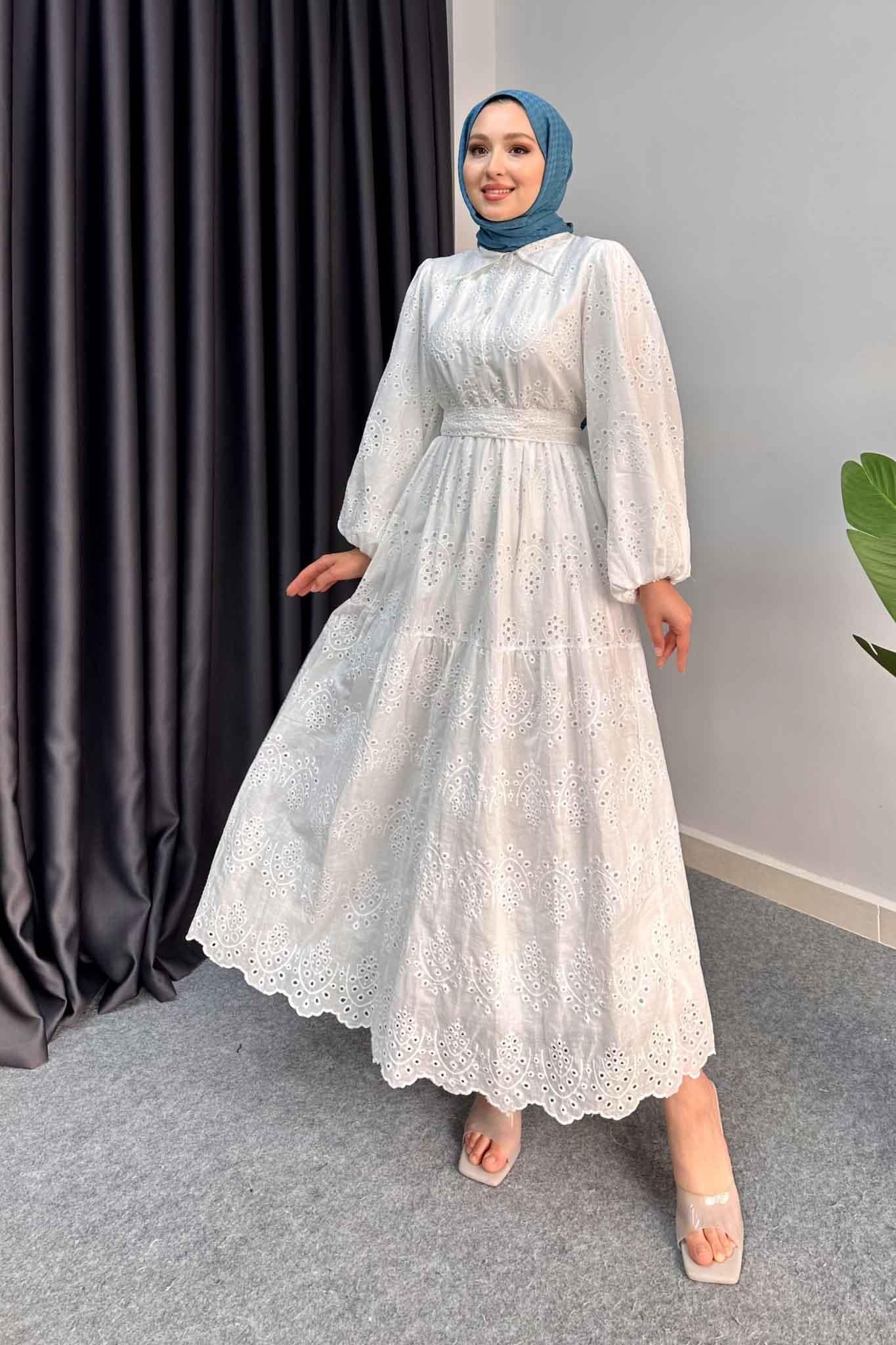 Mona Dantel Elbise Beyaz