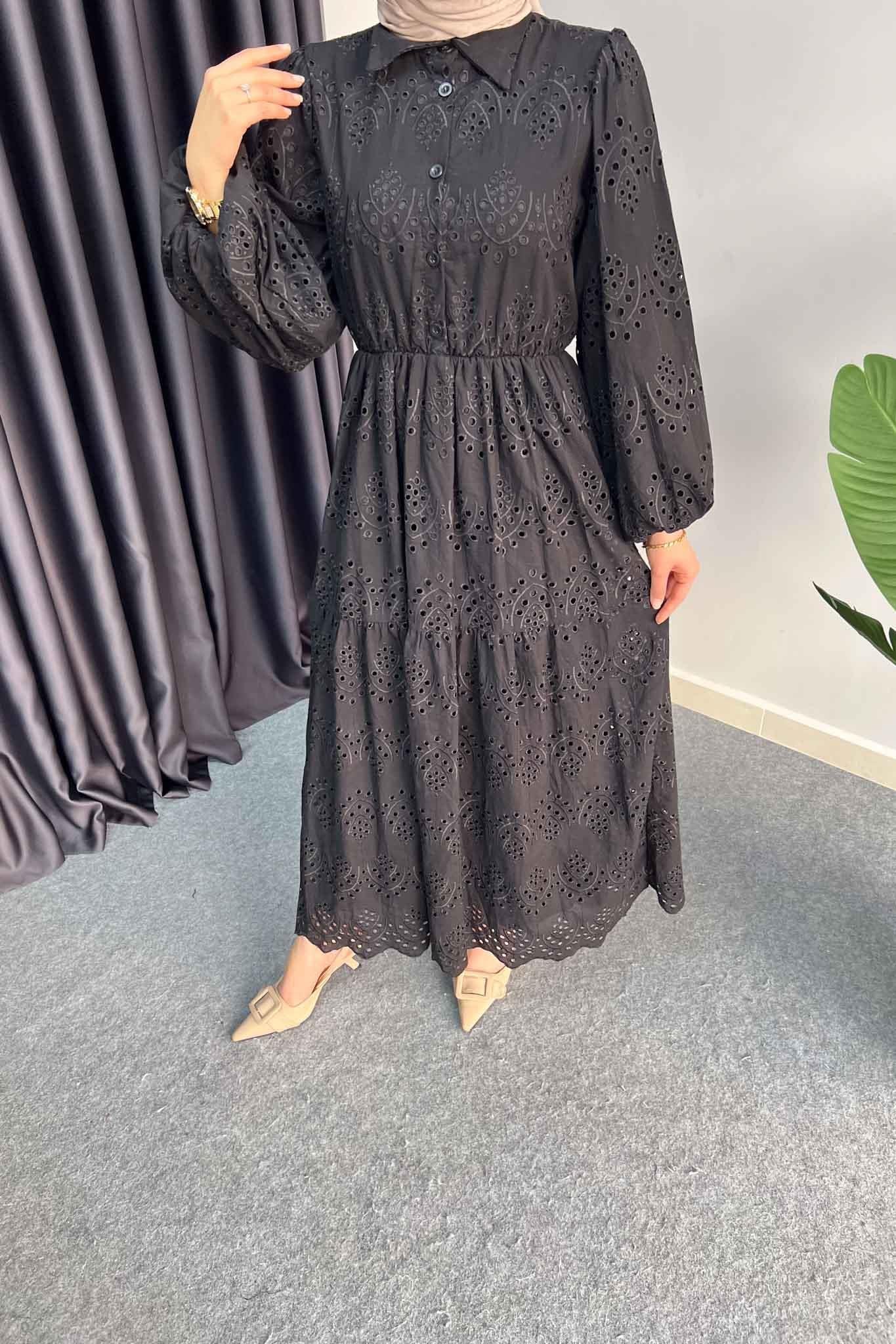 Mona Dantel Elbise Siyah