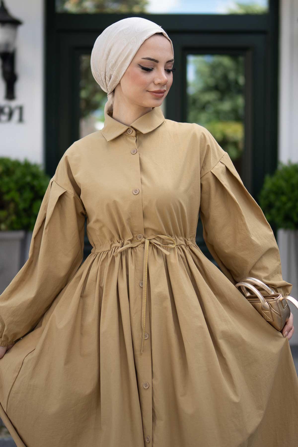 More Poplin Elbise Camel