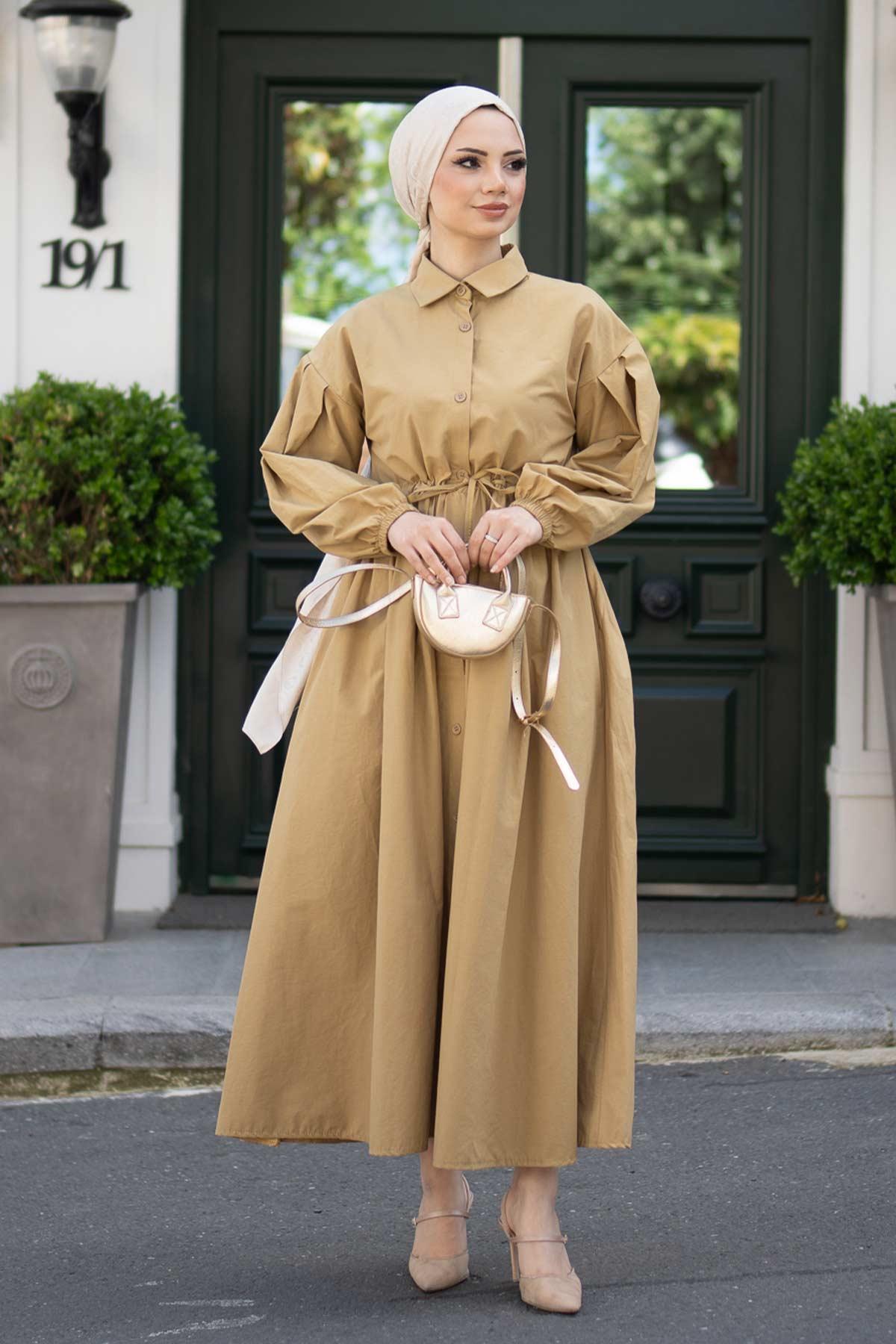 More Poplin Elbise Camel