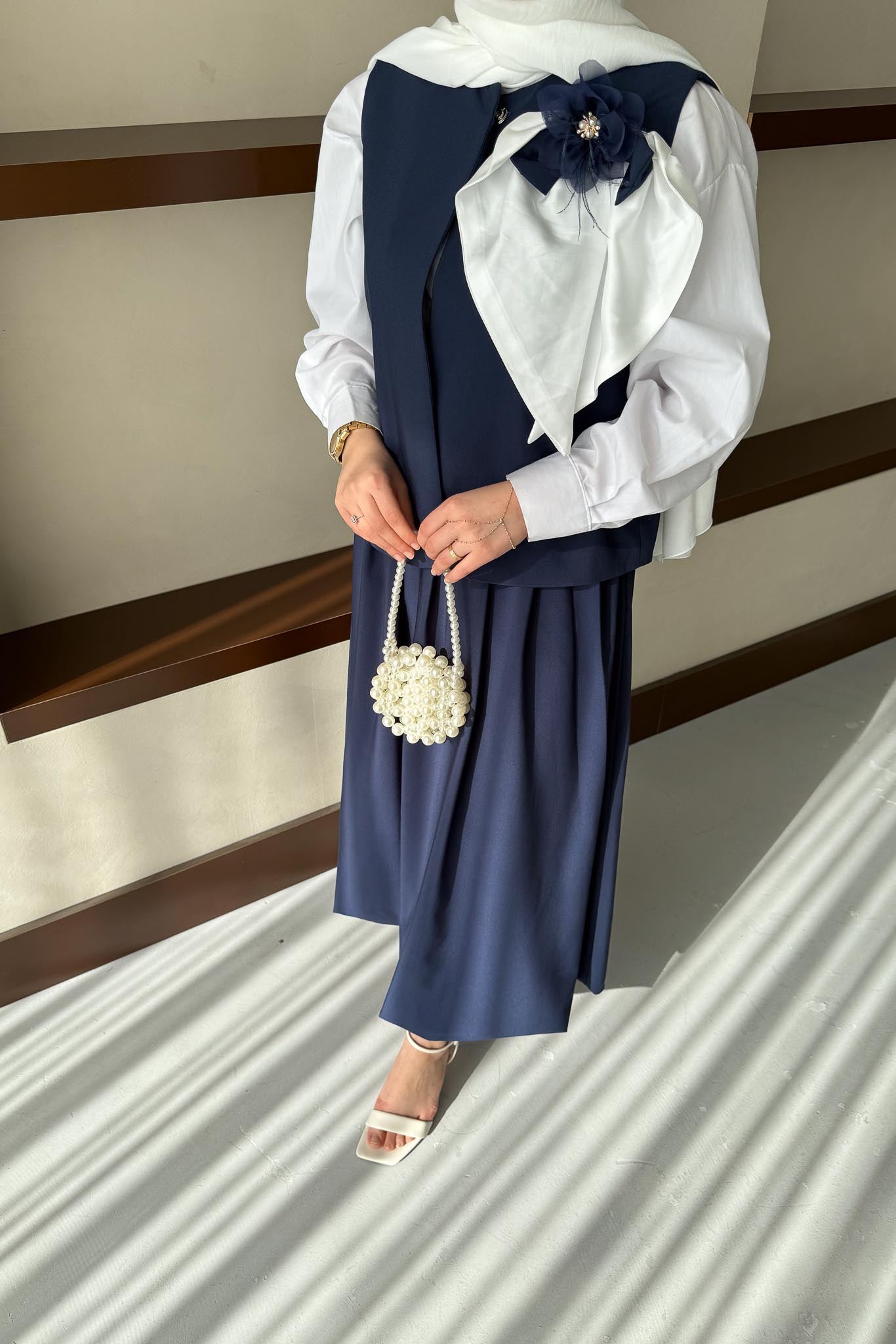 Pamela Orkide Motifli Takım Lacivert