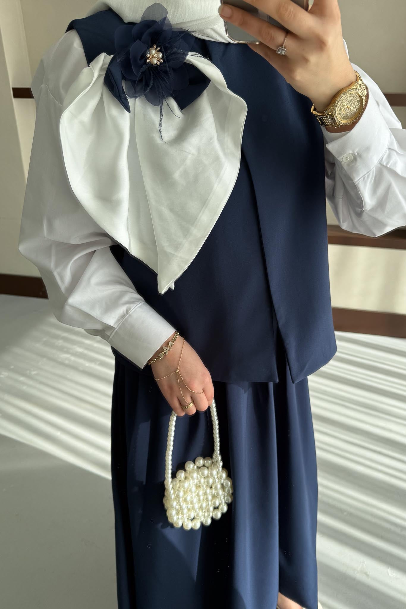 Pamela Orkide Motifli Takım Lacivert