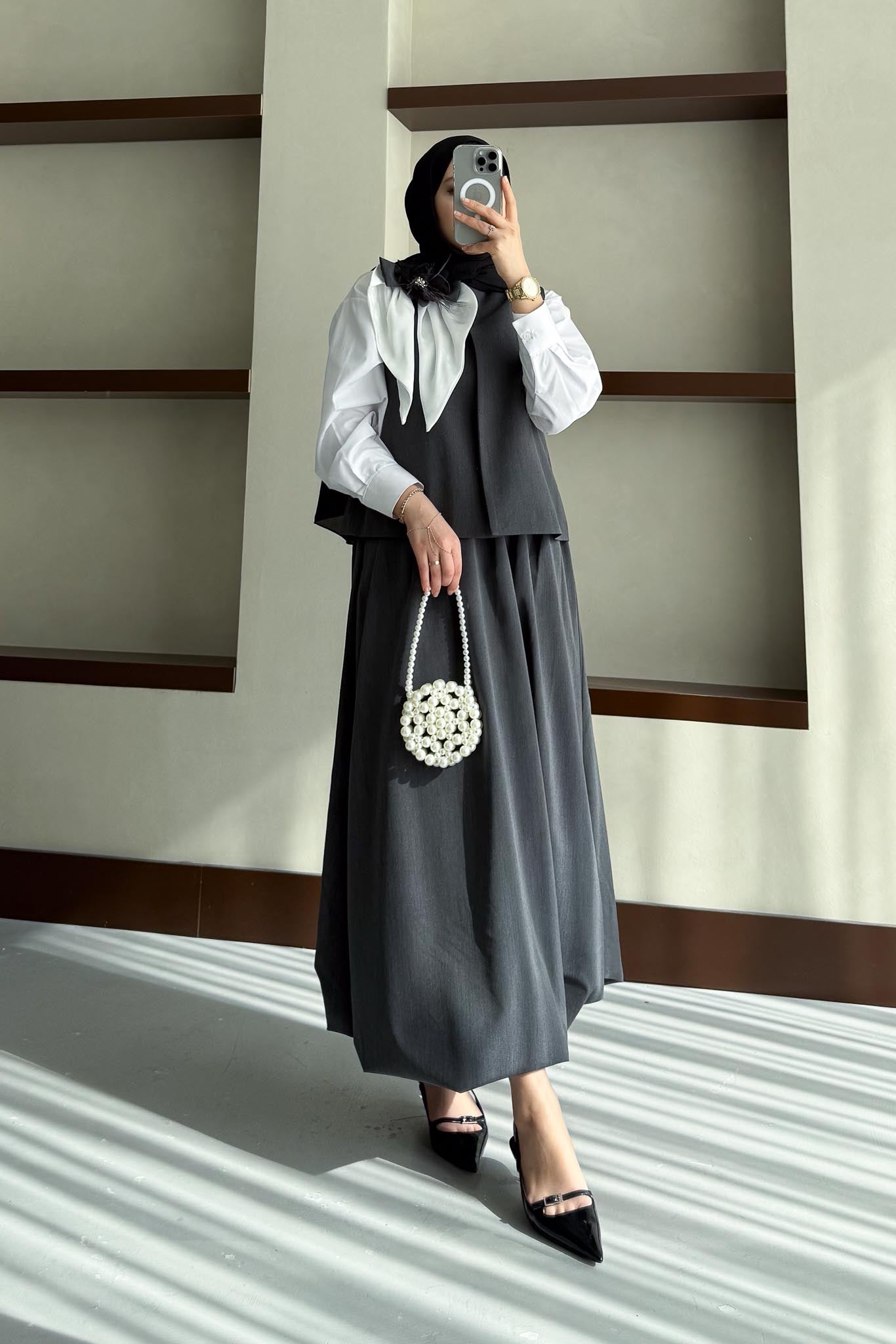 Pamela Orkide Motifli Takım Antrasit