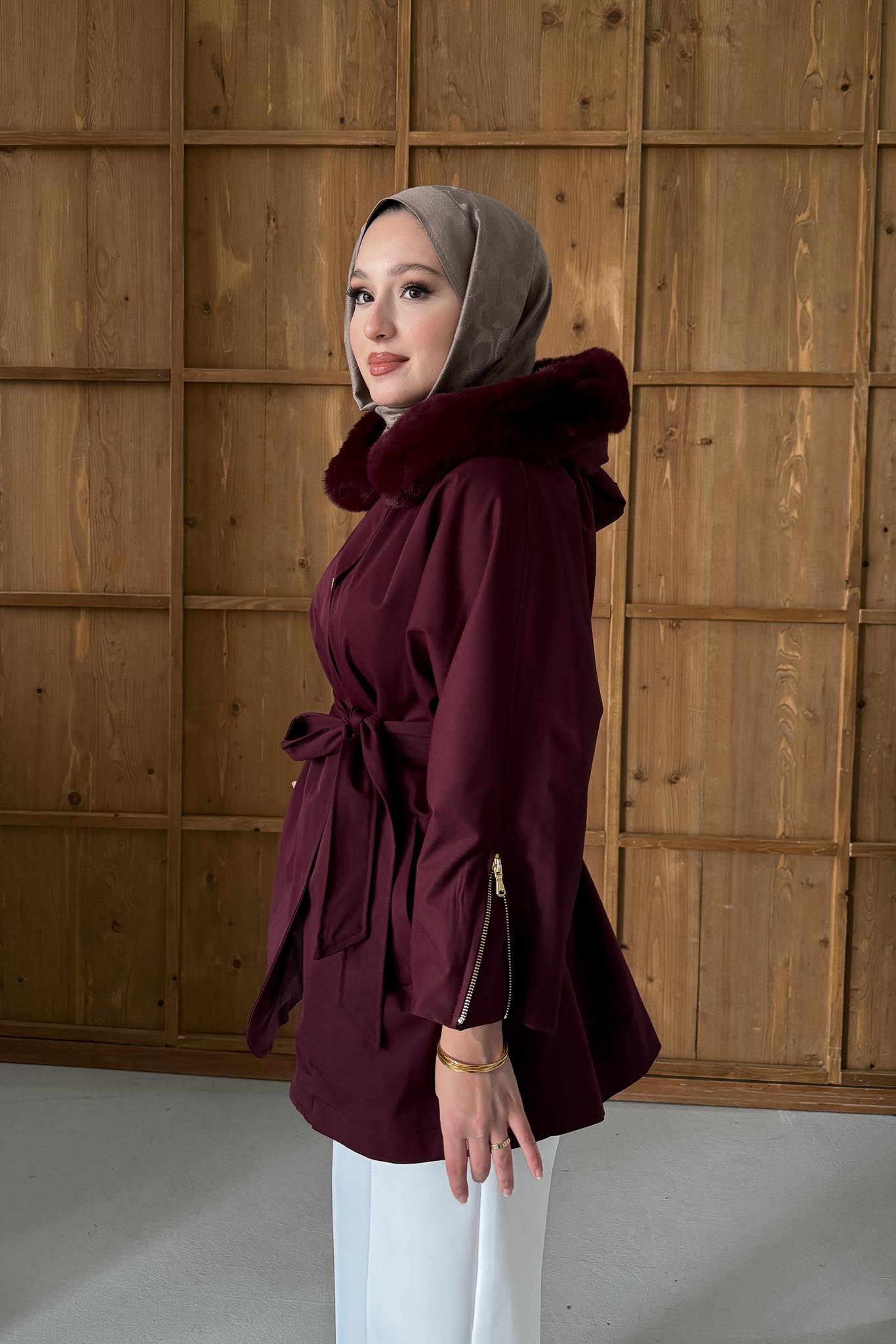 Nelso Peluş Panço Ceket Bordo