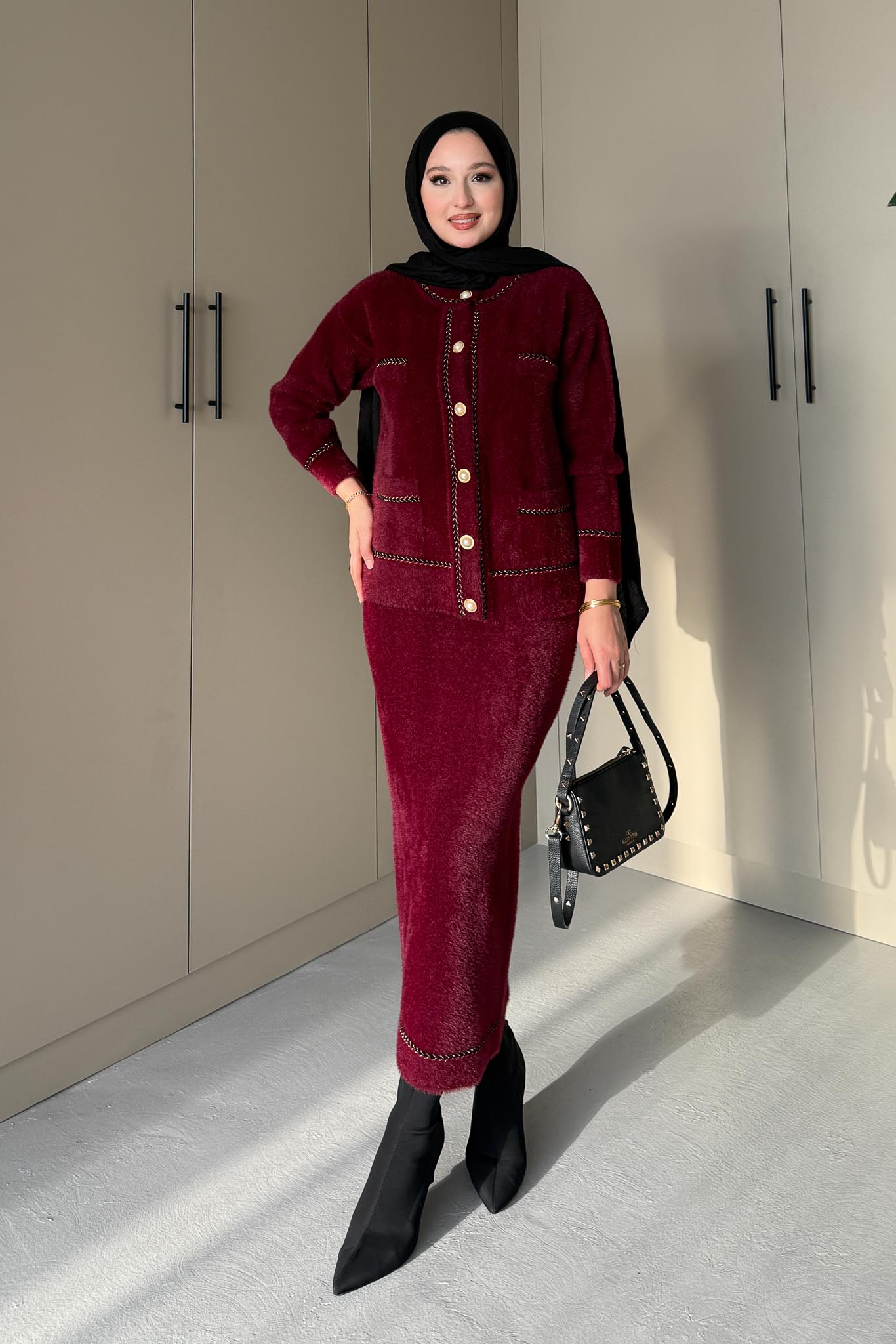 Angora Triko Takım Bordo