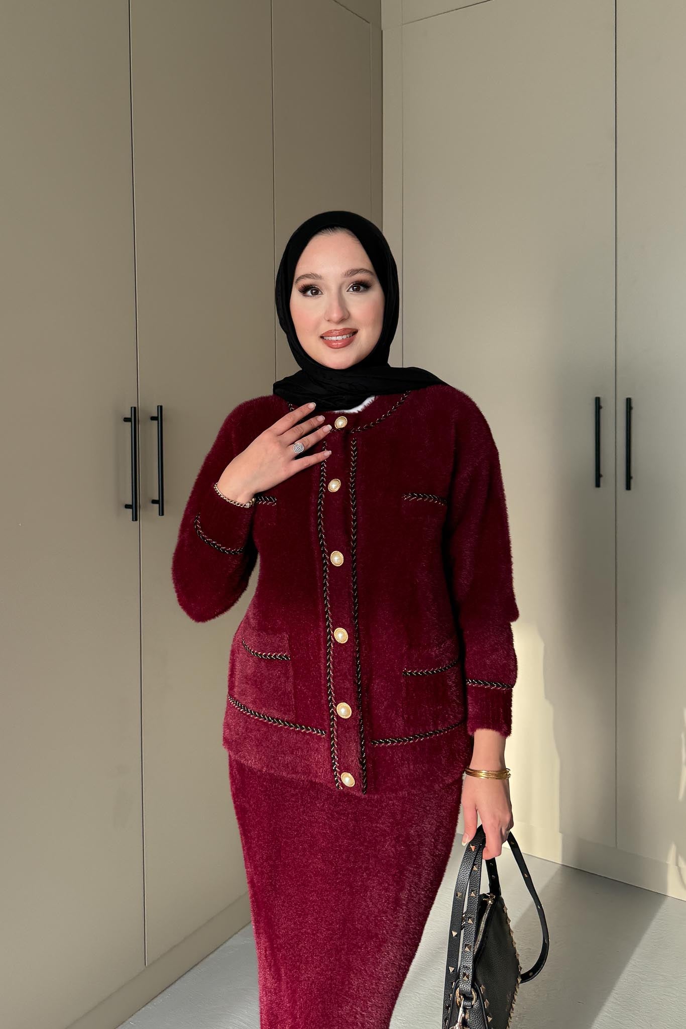 Angora Triko Takım Bordo