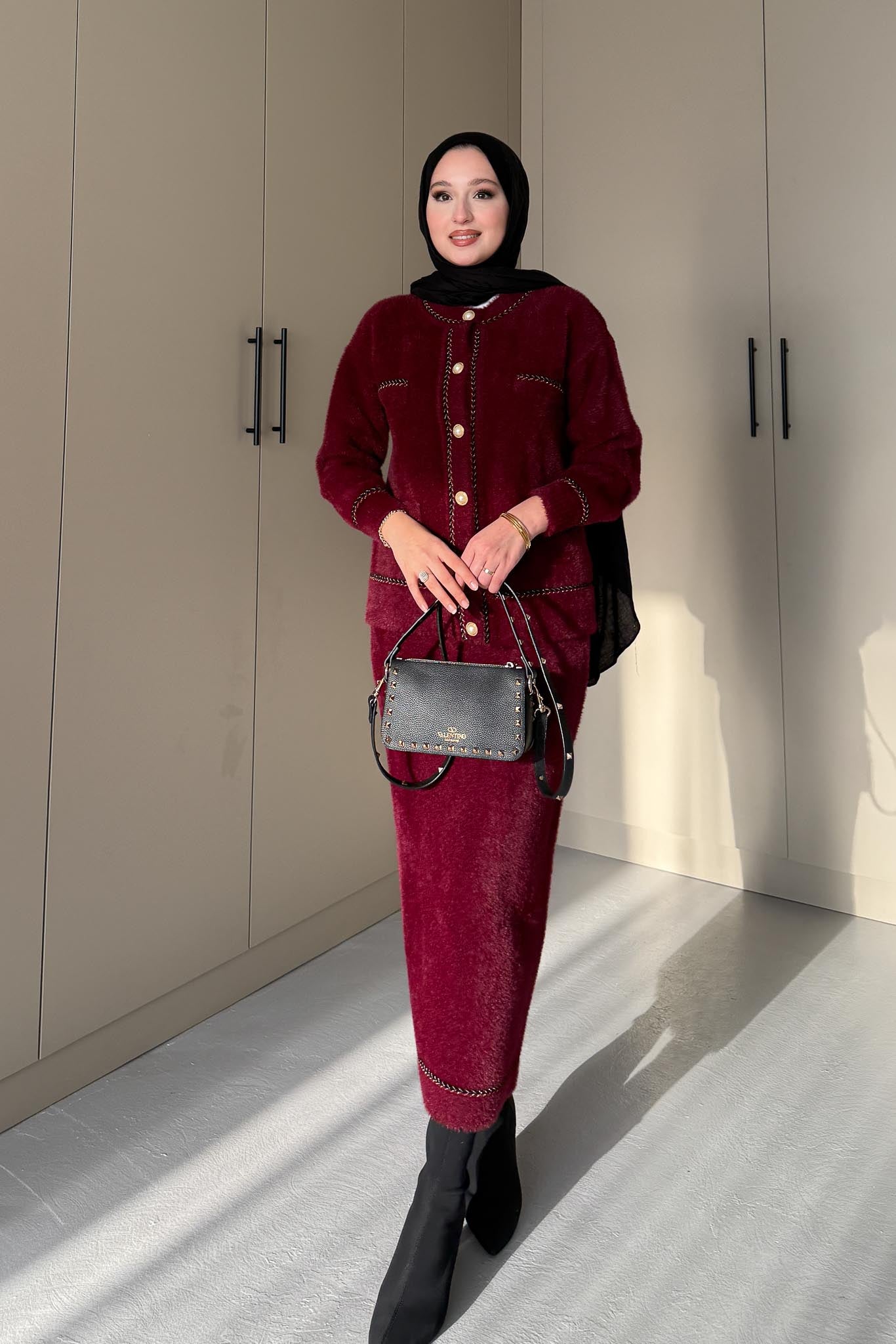 Angora Triko Takım Bordo