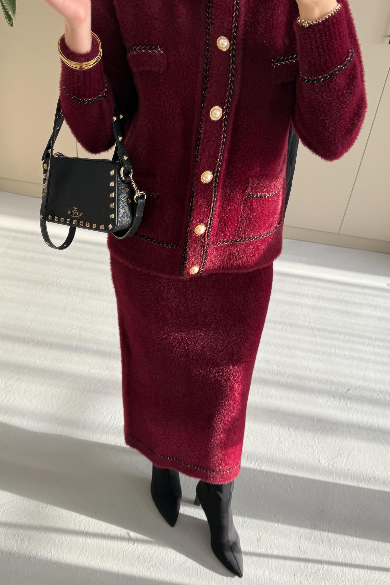 Angora Triko Takım Bordo