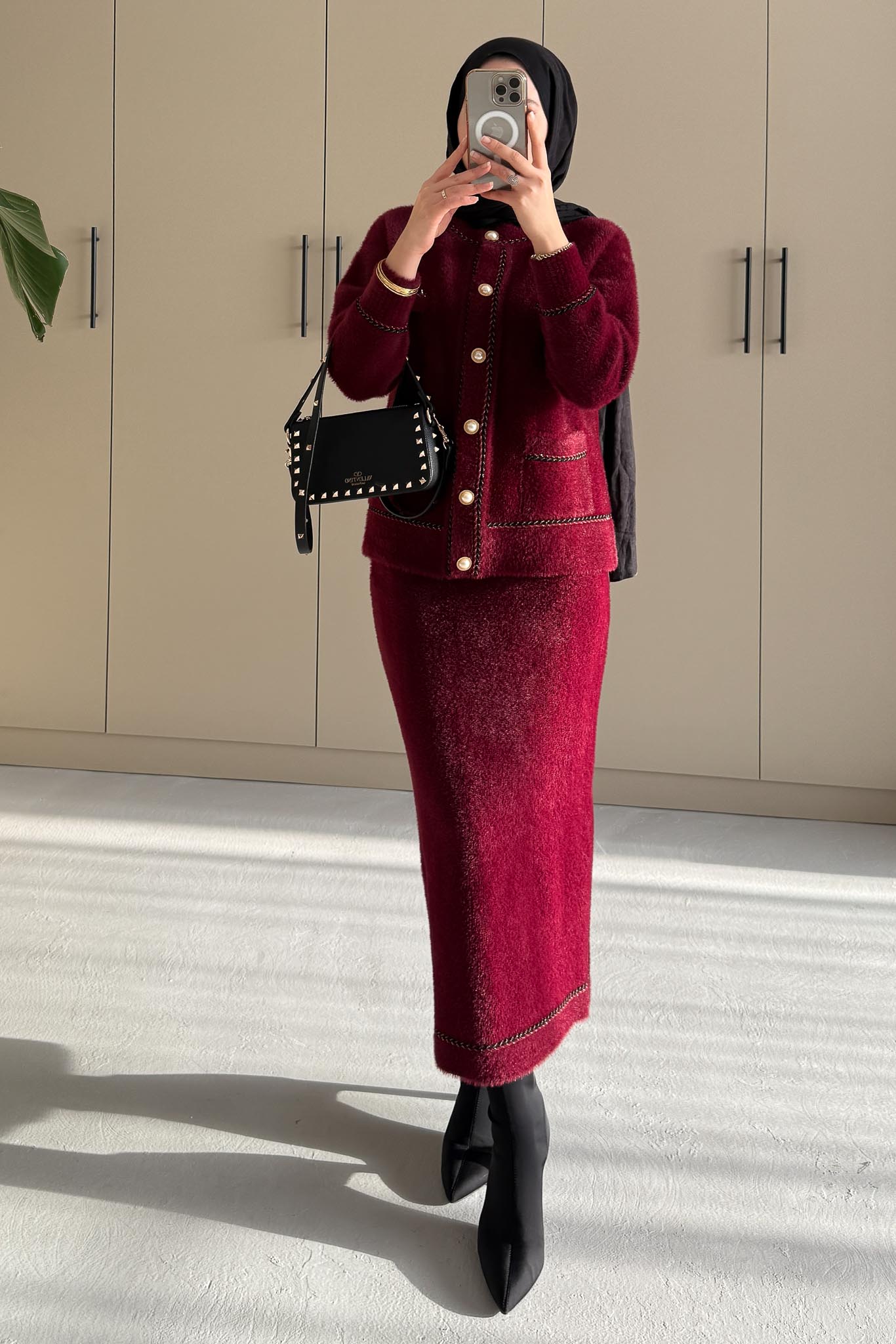 Angora Triko Takım Bordo