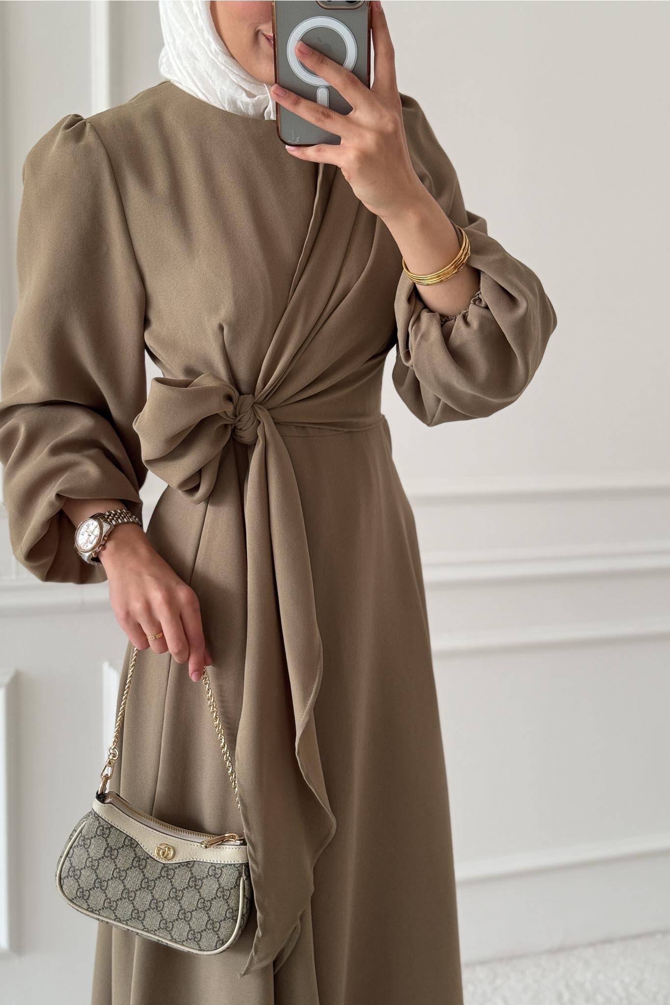 Bağlamalı Elbise Su Yeşili