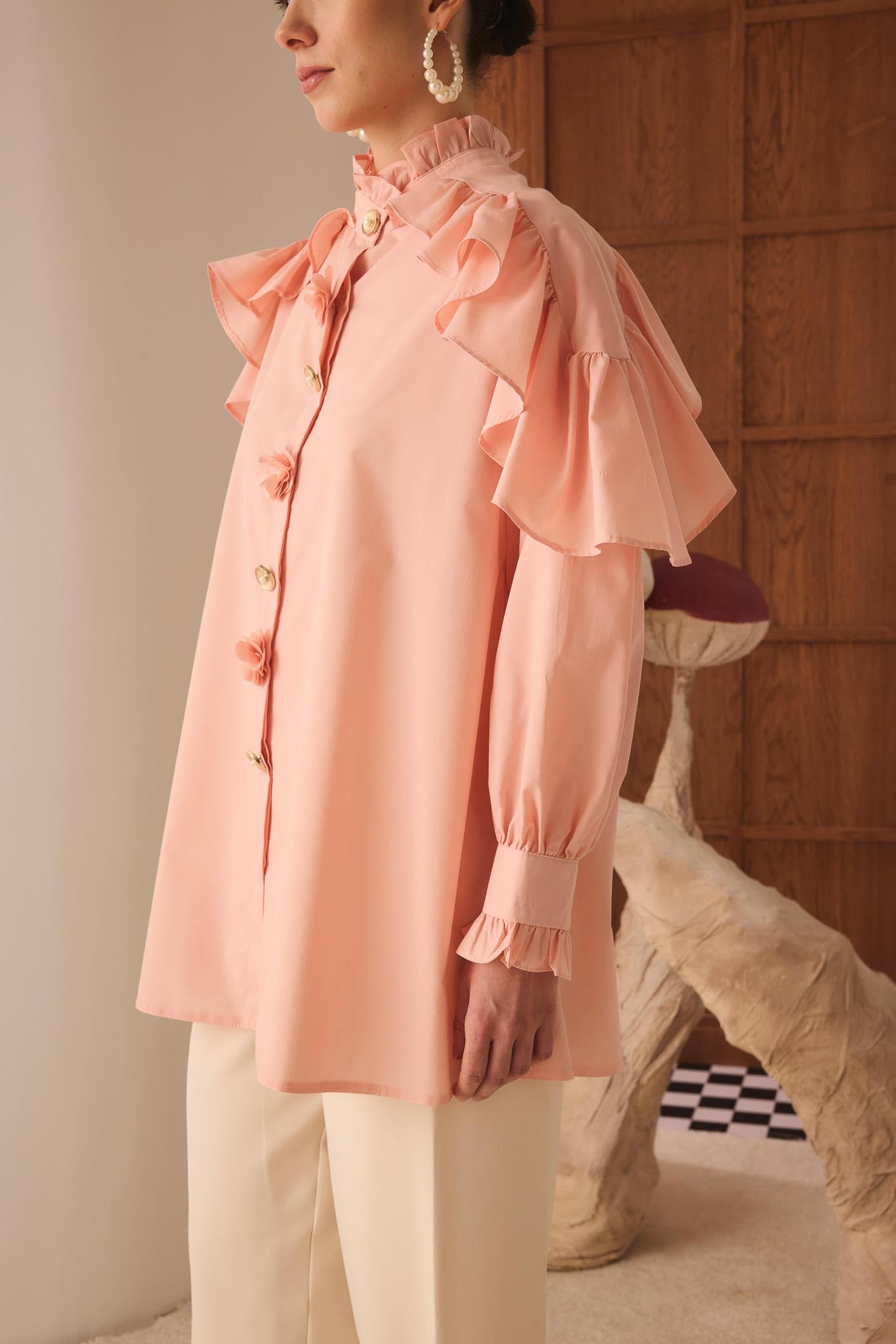 Ales Shoulder Lace Shirt Ecru