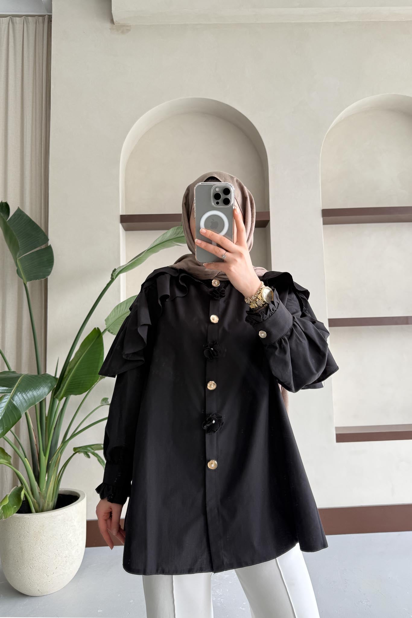 Pelerin Gömlek Siyah